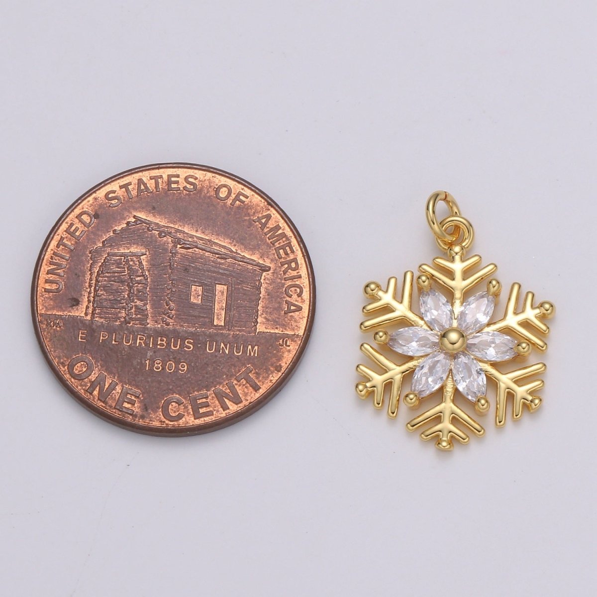 Gold Micro Pave CZ SnowFlake Pendant Charm, Silver Snowflake Pendant Charm For Holiday Gift Christmas Jewelry, Flower Charm E-209 E-210 - DLUXCA