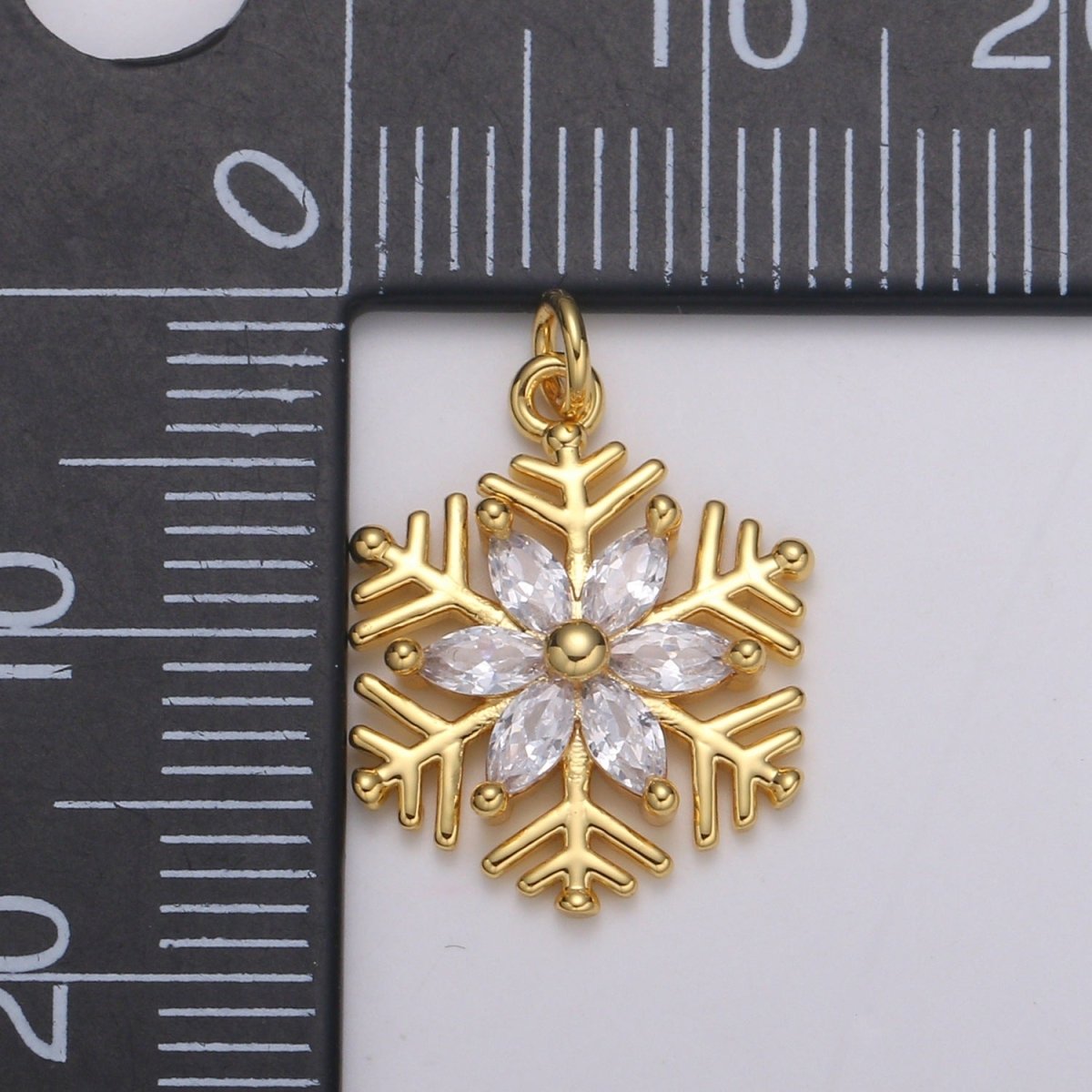 Gold Micro Pave CZ SnowFlake Pendant Charm, Silver Snowflake Pendant Charm For Holiday Gift Christmas Jewelry, Flower Charm E-209 E-210 - DLUXCA