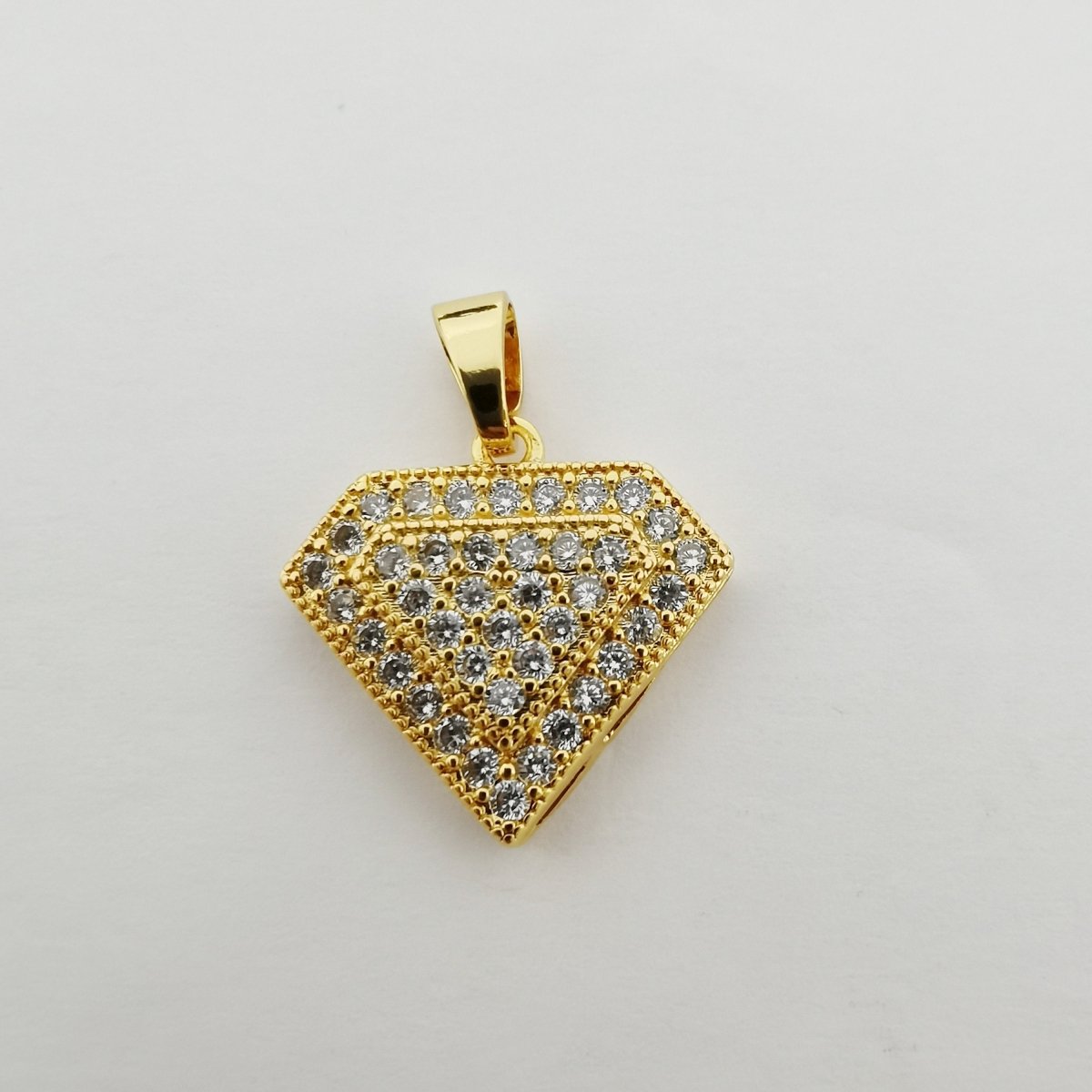 Gold Micro Pave Diamond charm in 14K gold Filled Cubic Diamond pendant Cubic Zirconia Diamonds I-772 - DLUXCA