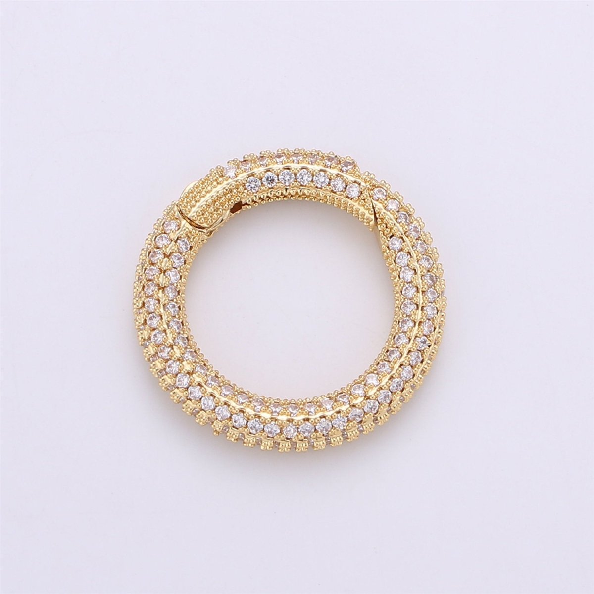 Gold Micro Pave Spring Buckle Metal Snap Clasp Spring gate ring, Trigger Round Ring,Snap Hook for Jewelry Key Chain Handbag Fashion Supply K-369 K-371 - DLUXCA