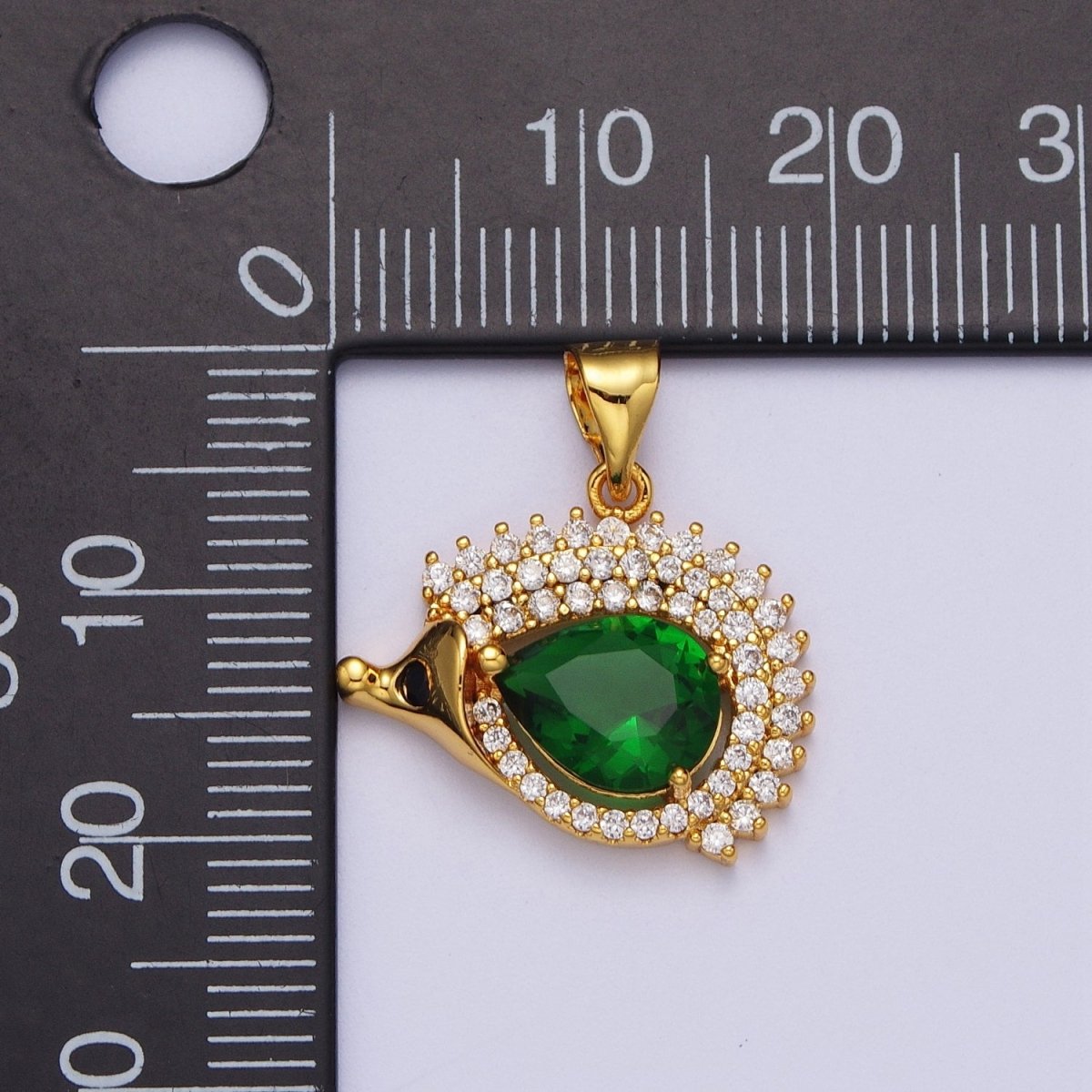 Gold Micro Paved CZ Hedgehog Porcupine Animal Pendant For Nature Jewelry Making | X-681 - DLUXCA