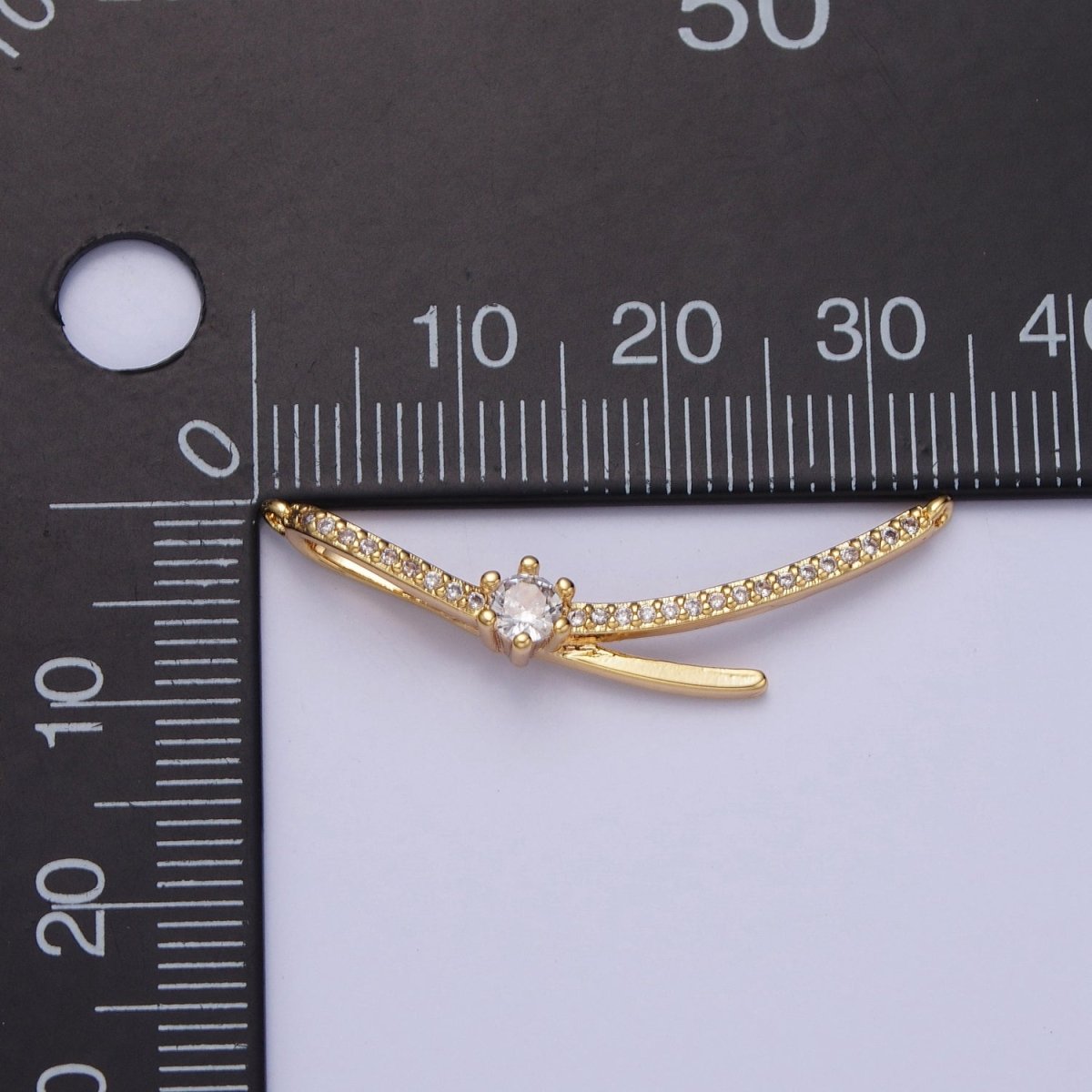 Gold Micro Paved CZ Round Cubic Zirconia Link Geometric Connector | F-680 - DLUXCA
