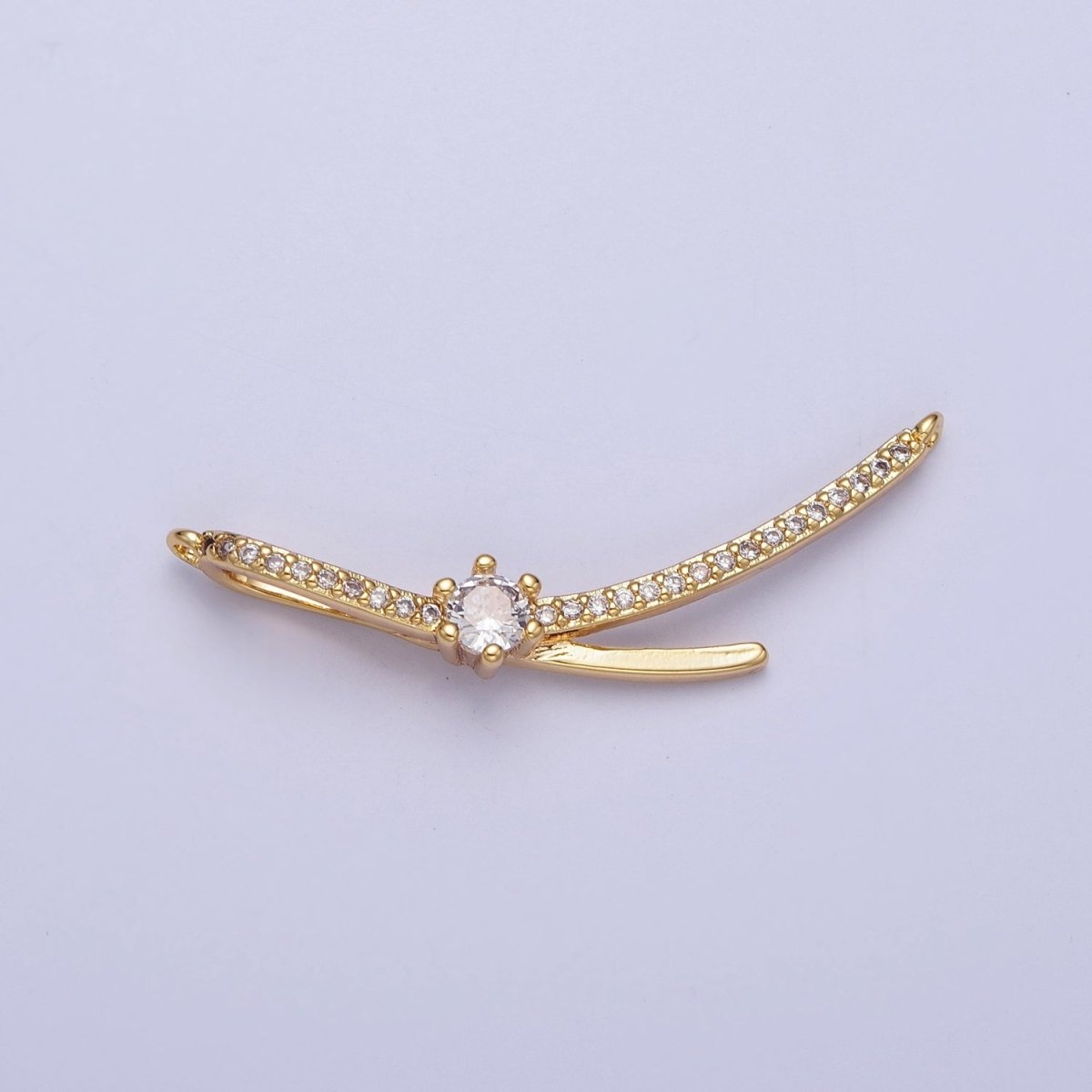 Gold Micro Paved CZ Round Cubic Zirconia Link Geometric Connector | F-680 - DLUXCA