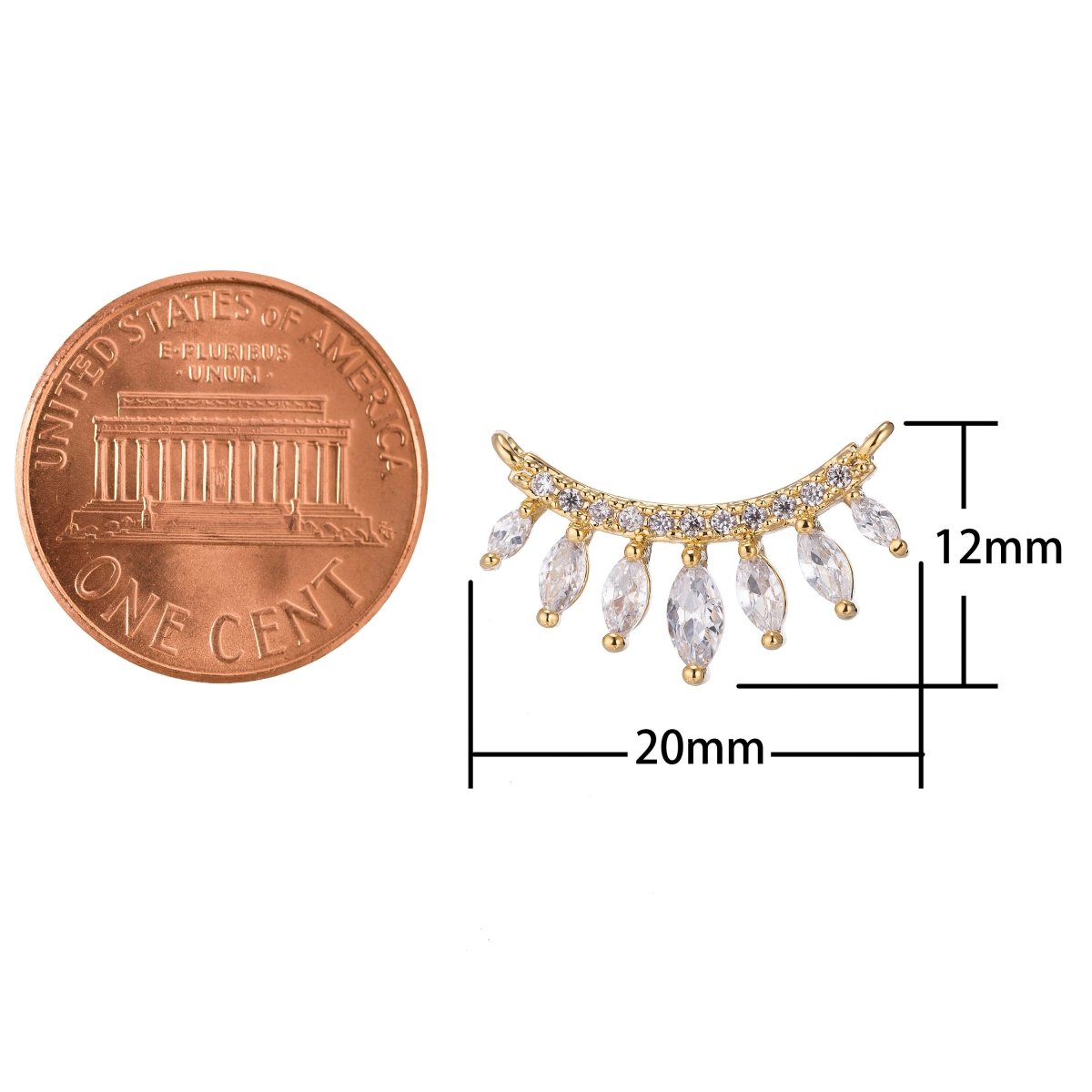 Gold Micro Paved Marquise Cubic Zirconia Link Connector F-750 - DLUXCA