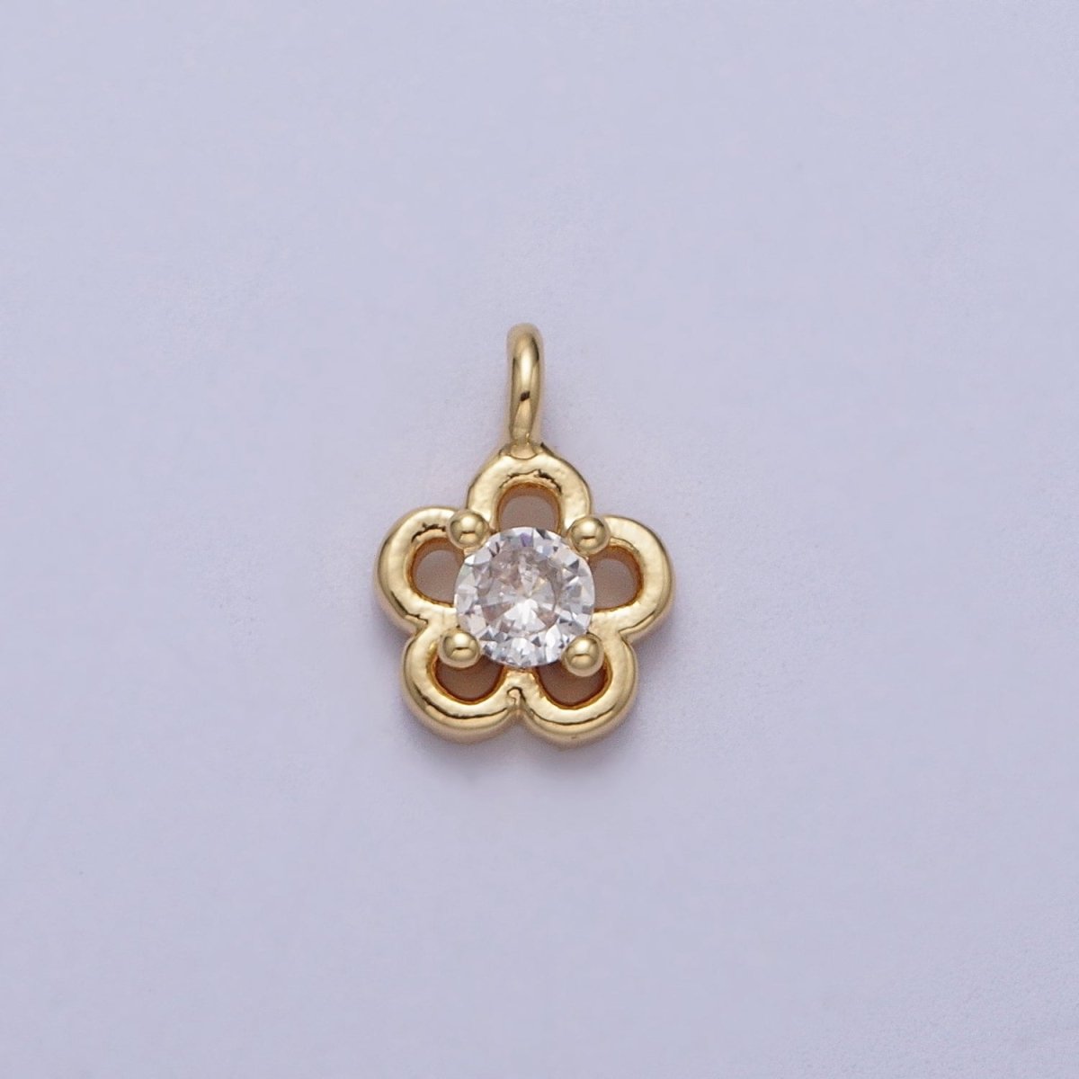 Gold Mini Round CZ Flower Daisy Nature 10mm Charm | C-478 - DLUXCA