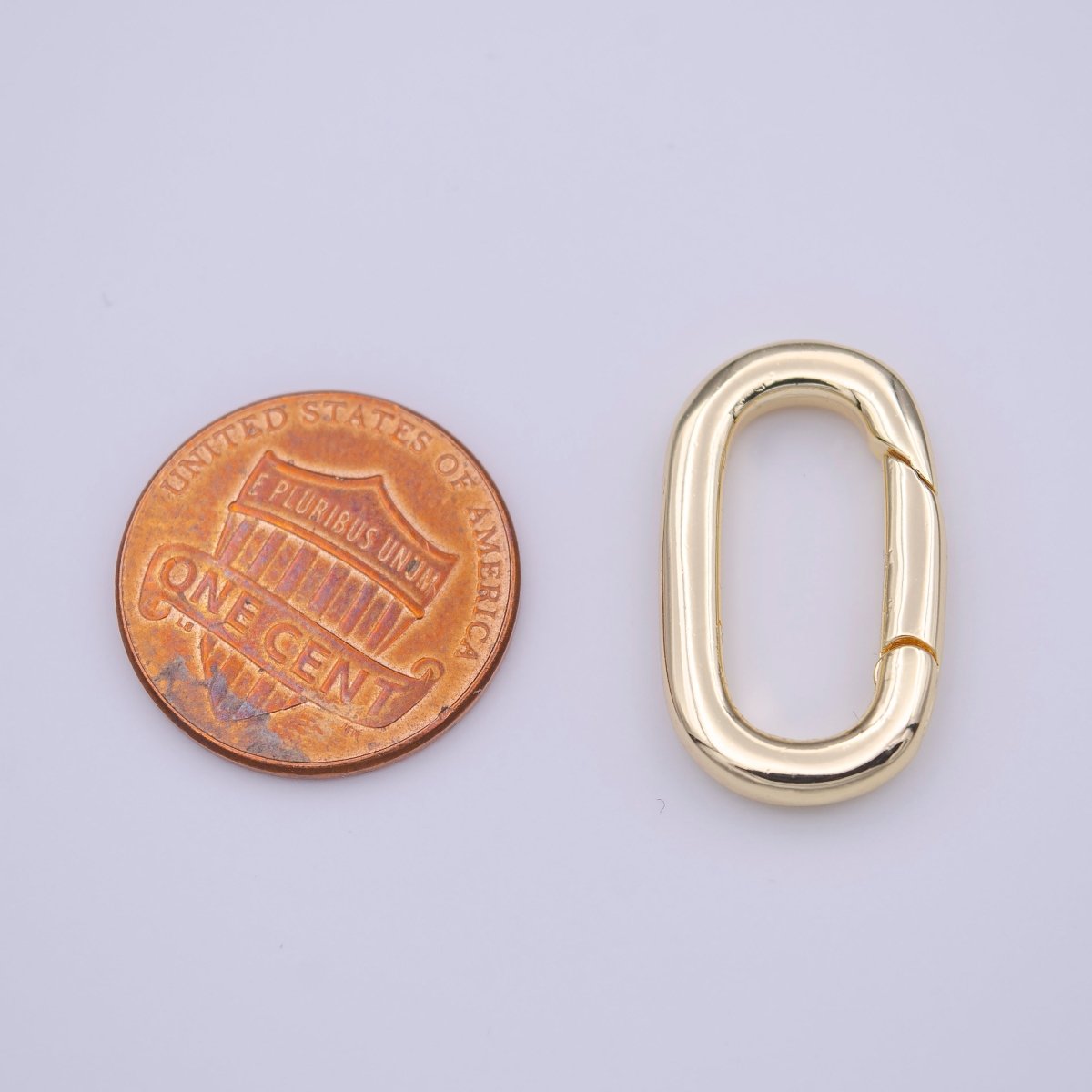 Gold Minimalist 22.7mm Long Oval Push Spring Gate Gold Jewelry Supply | K-210 - DLUXCA