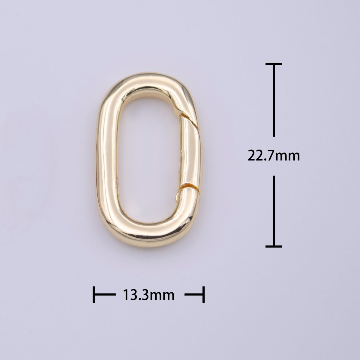 Gold Minimalist 22.7mm Long Oval Push Spring Gate Gold Jewelry Supply | K-210 - DLUXCA