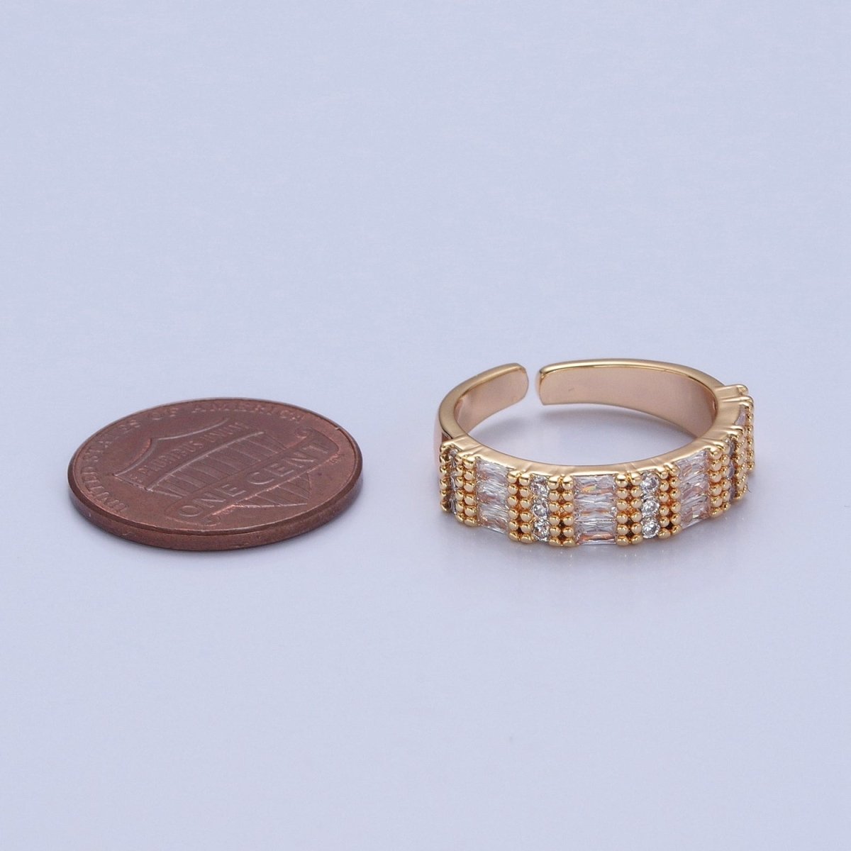 Gold Minimalist Pave Ring Statement Ring Chunky Pave Ring O-734 - DLUXCA