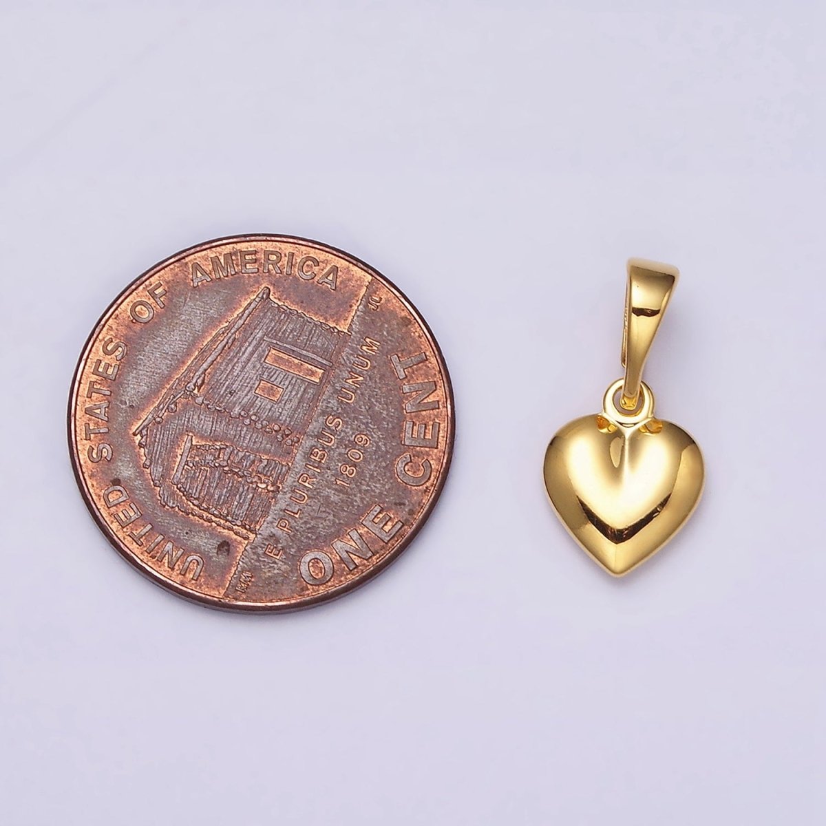 Gold Minimalist Puffed Heart Valentine Pendant | AA514 - DLUXCA