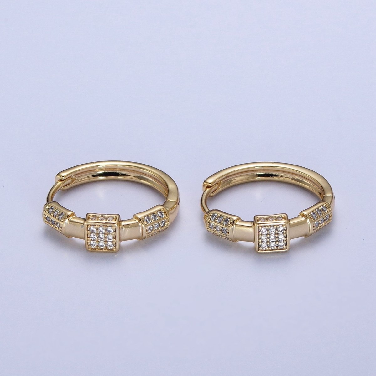 Gold Modern Hoop Earring Everyday Hoops Geometric Jewelry Medium Size Textured Hoops, Round Earrings P-253 - DLUXCA