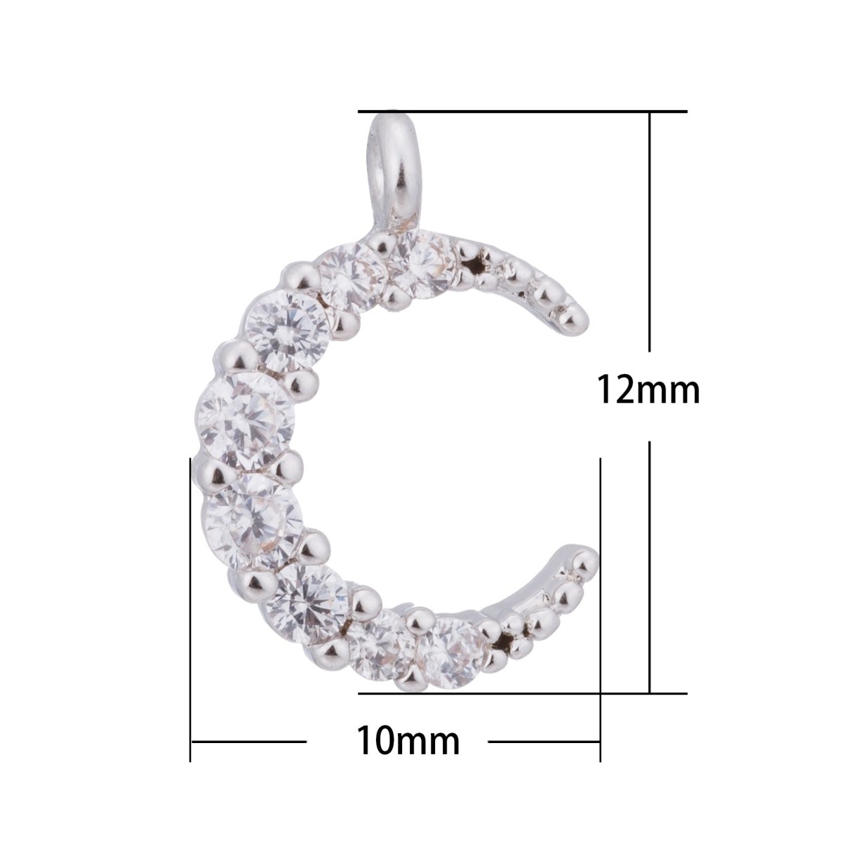 Gold Moon Beam, Moonlight Cute Dream Crescent Celestial DIY Craft Cubic Zirconia Bracelet Charm Bead Finding Pendant For Jewelry Making C-177 - DLUXCA