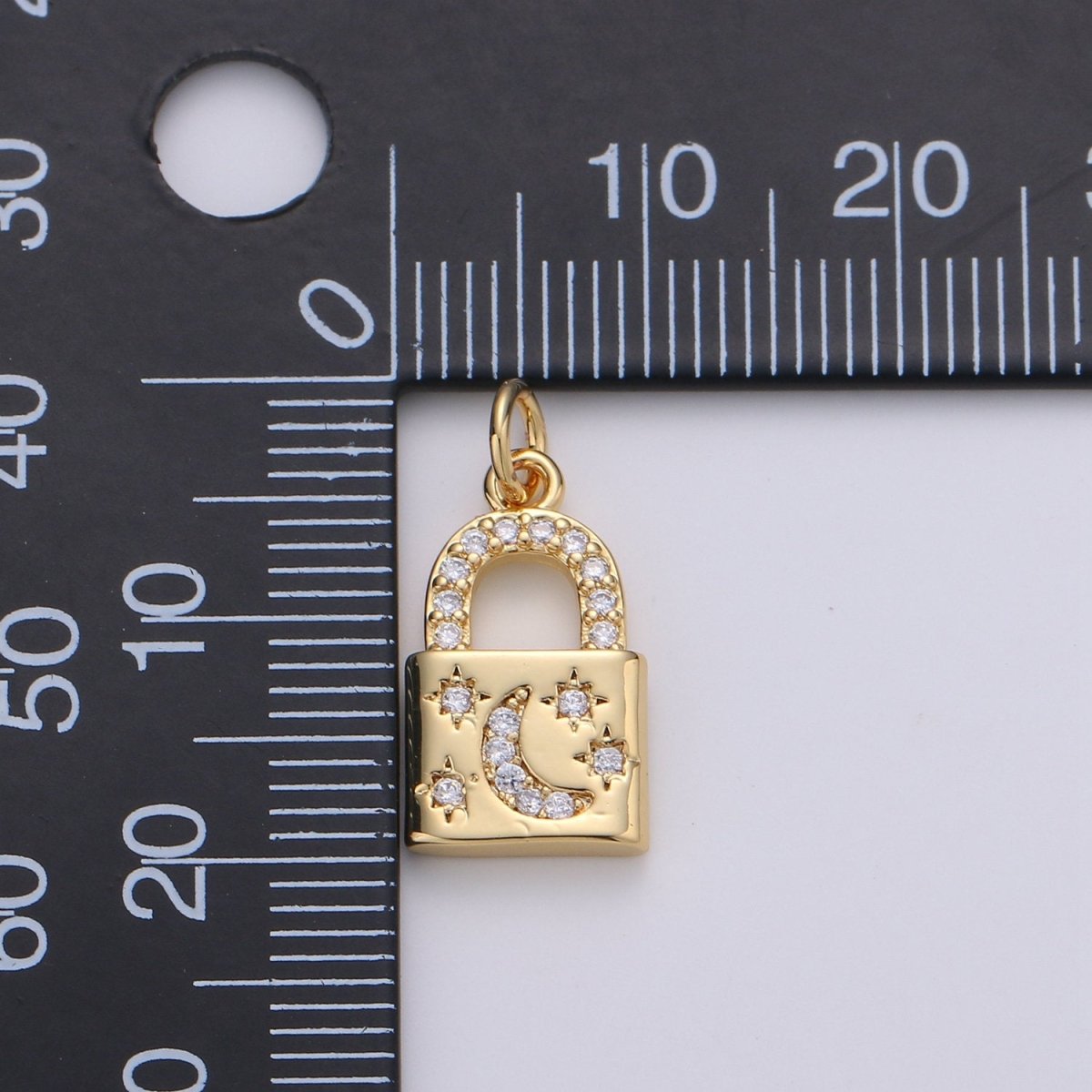 Gold Moon Star Padlock Pendant Gold Filled Dainty Padlock Charm Celestial Lock Jewelry for Necklace Earring Bracelet Component D-363 D-364 - DLUXCA