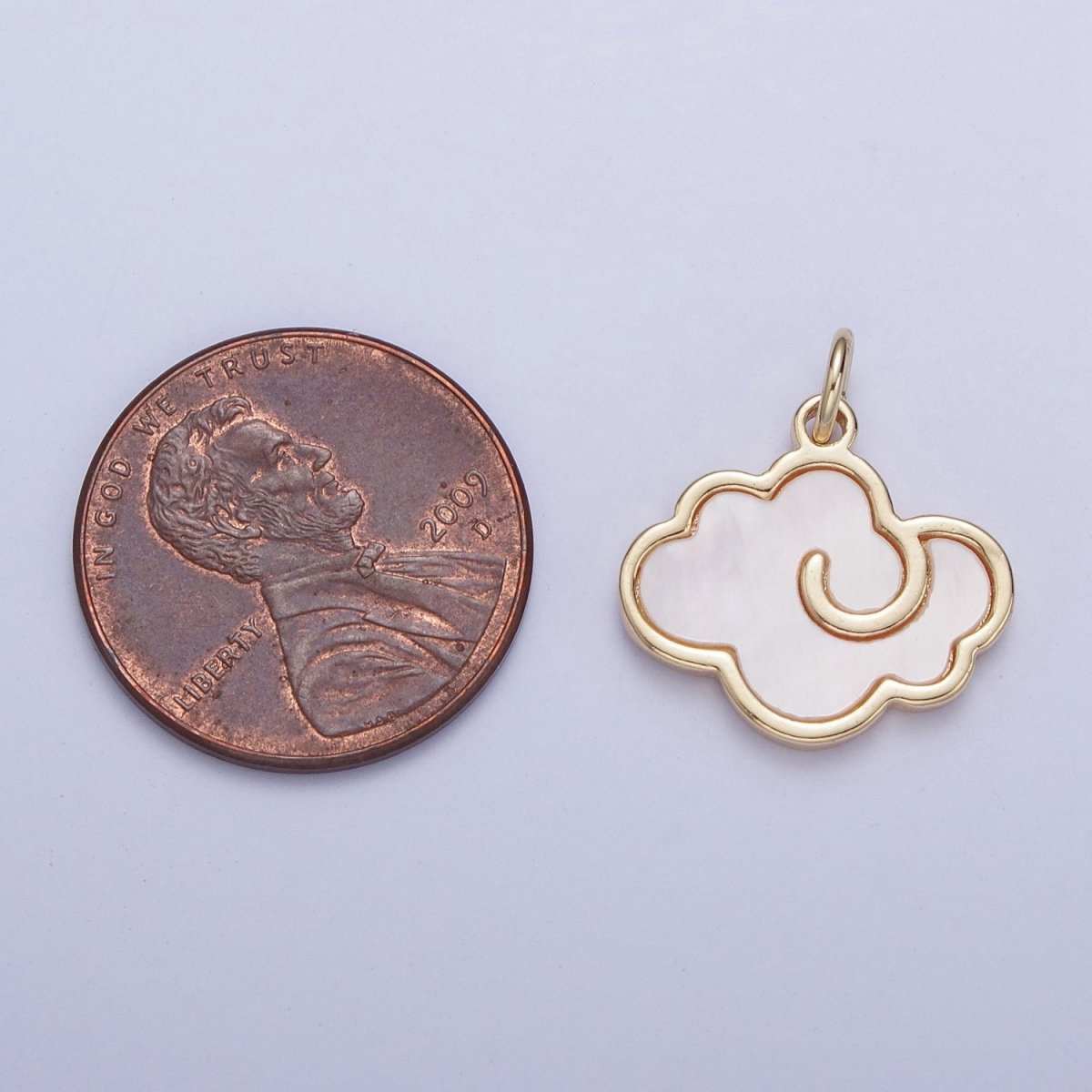 Gold Mother of Pearl Cloudy Weather Sky Charm AG-077 - DLUXCA