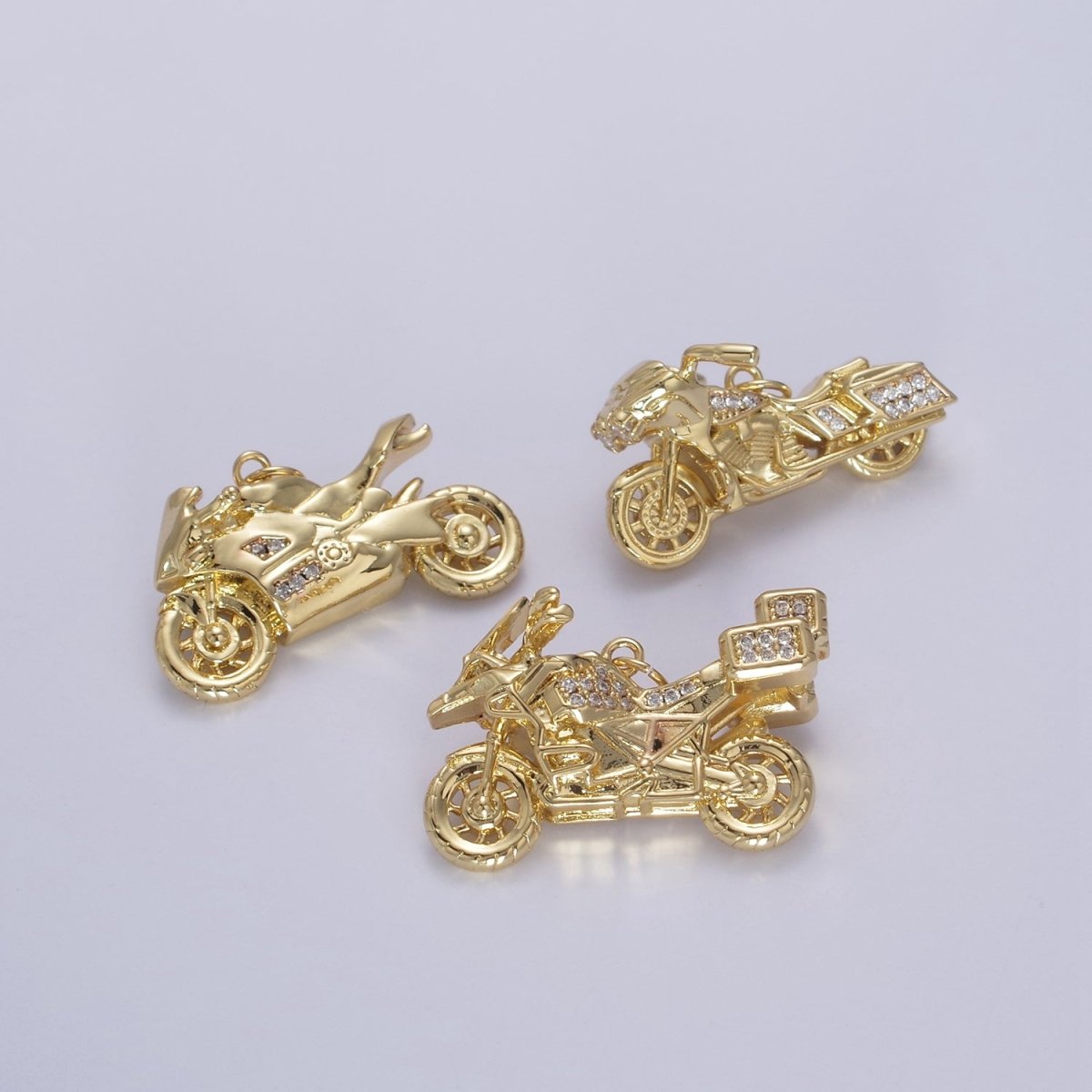 Gold Motorcycle Charm 3D Motorcycle Pendant, Biker Charm, Detailed Motorcycle Pendant N-468 N-625 N-626 - DLUXCA