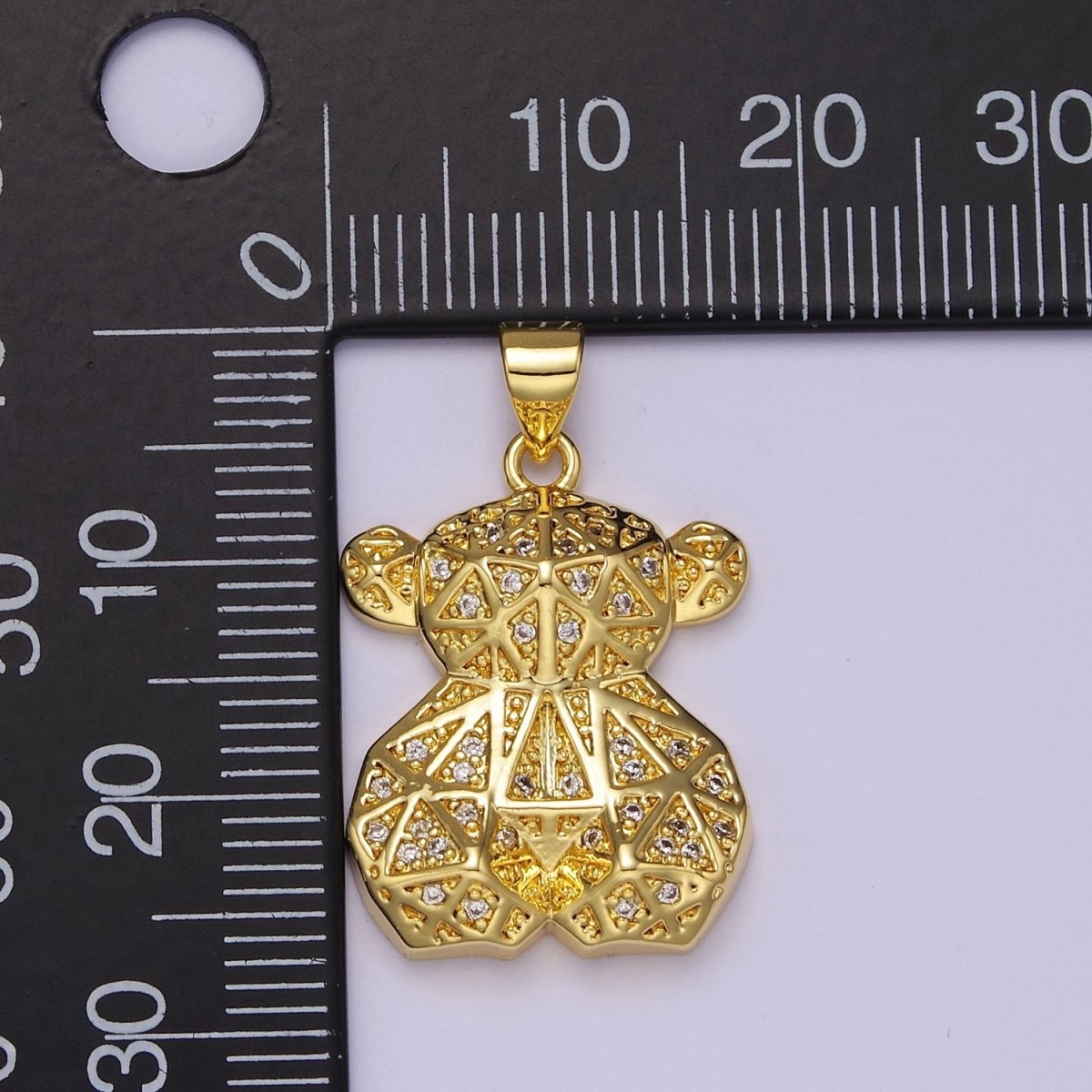 Gold Multi Faceted Teddy Bear Pendant Charm For Jewelry Necklace Making J-535 - DLUXCA