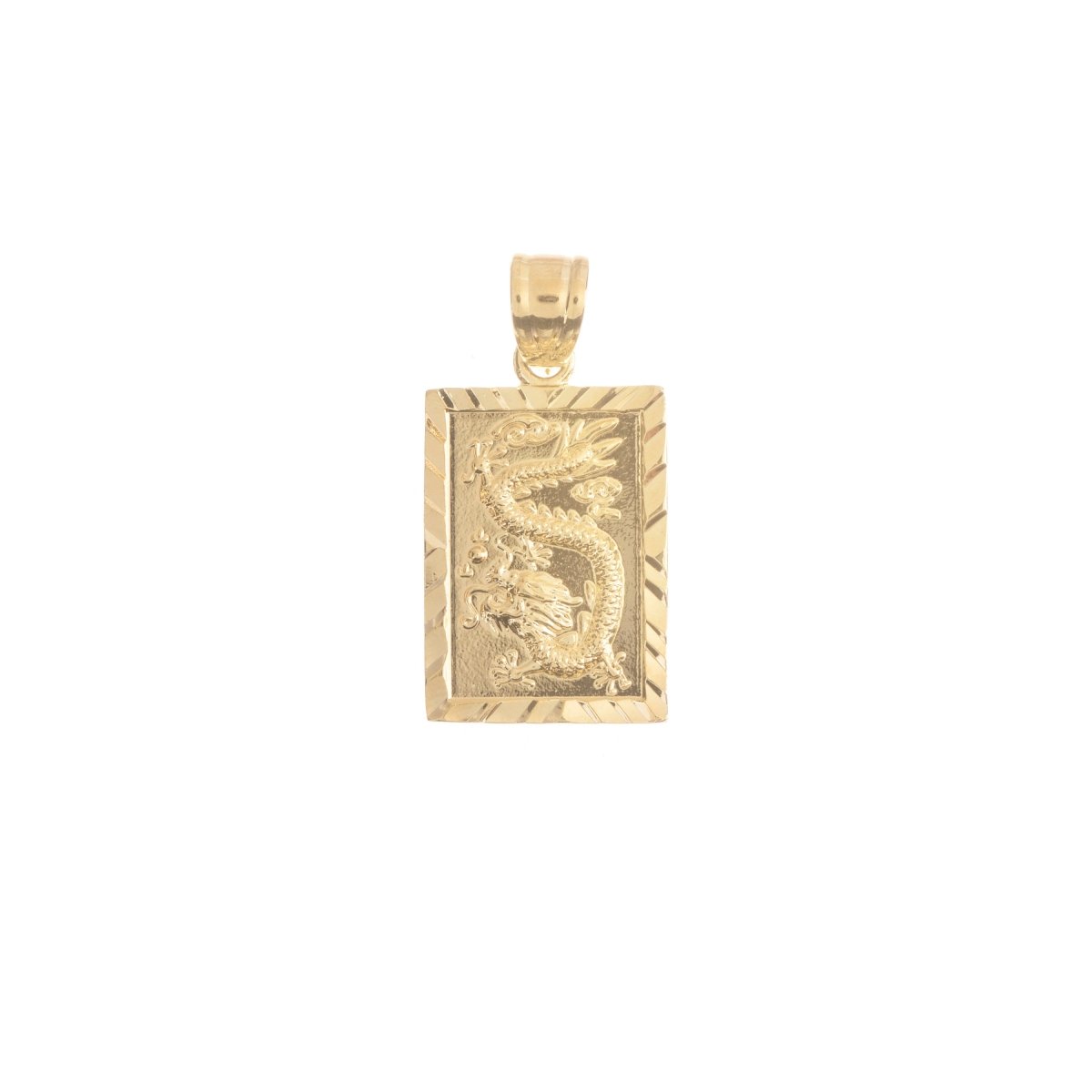 Gold Mystical Flying Dragon, Chinese Legend, Mythical Animal, Beast, Tale, tablet Necklace Pendant Charm for Jewelry Making H-713 - DLUXCA