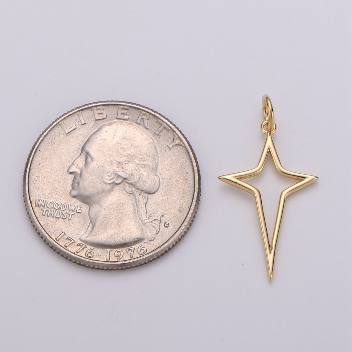 Gold North Star Charm 24k Gold Filled Star Charm, Polaris Charm, Celestial Charm Jewelry Cut out Star Charm for Necklace Earring Bracelet Supply D-468 - DLUXCA