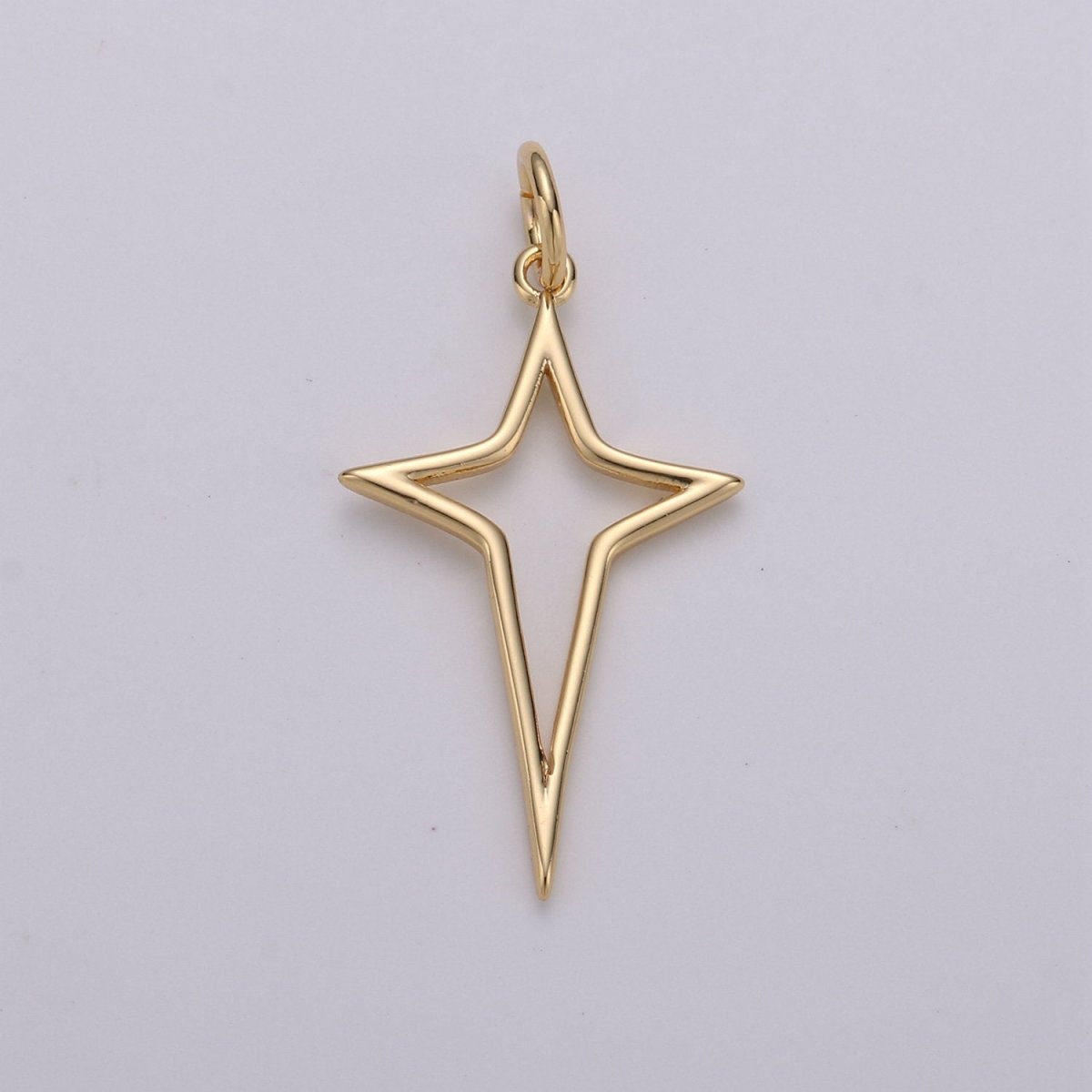 Gold North Star Charm 24k Gold Filled Star Charm, Polaris Charm, Celestial Charm Jewelry Cut out Star Charm for Necklace Earring Bracelet Supply D-468 - DLUXCA