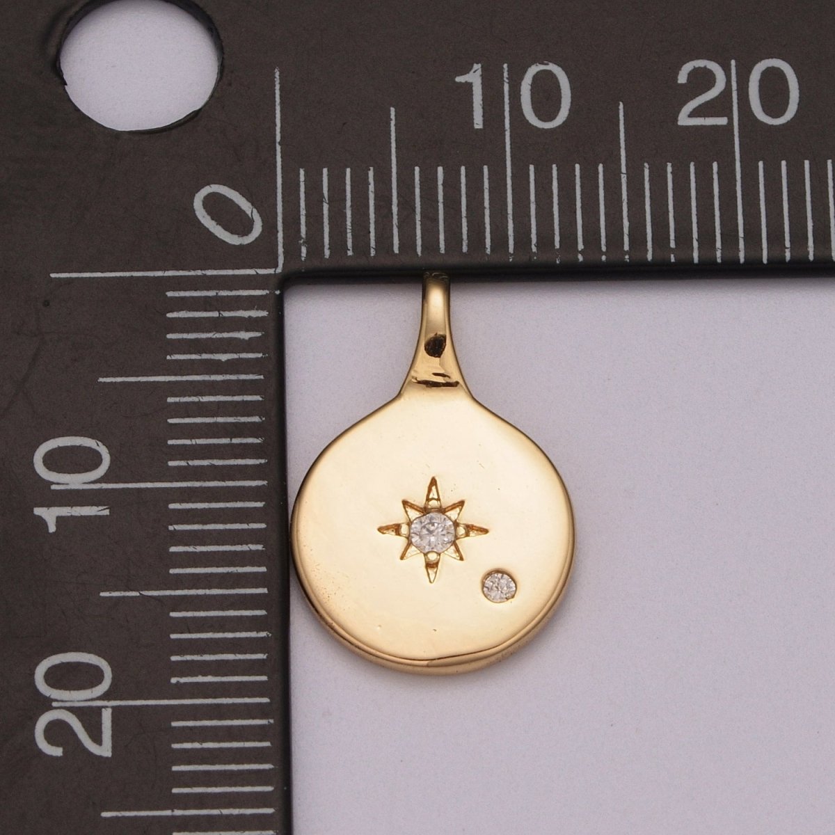 Gold North star charms, 19x23mm Gold Pendant, North charm, coin charms, Sky charms, Gold charms, medallion charms, disc charm M-782 - DLUXCA