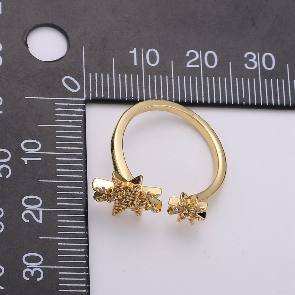 Gold North Star Ring, Dainty Star Ring, Adjustable Ring, Minimalist Star Ring, Minimalist Ring, Stackable Open Ring, Celestial Jewelry, R-100 - DLUXCA