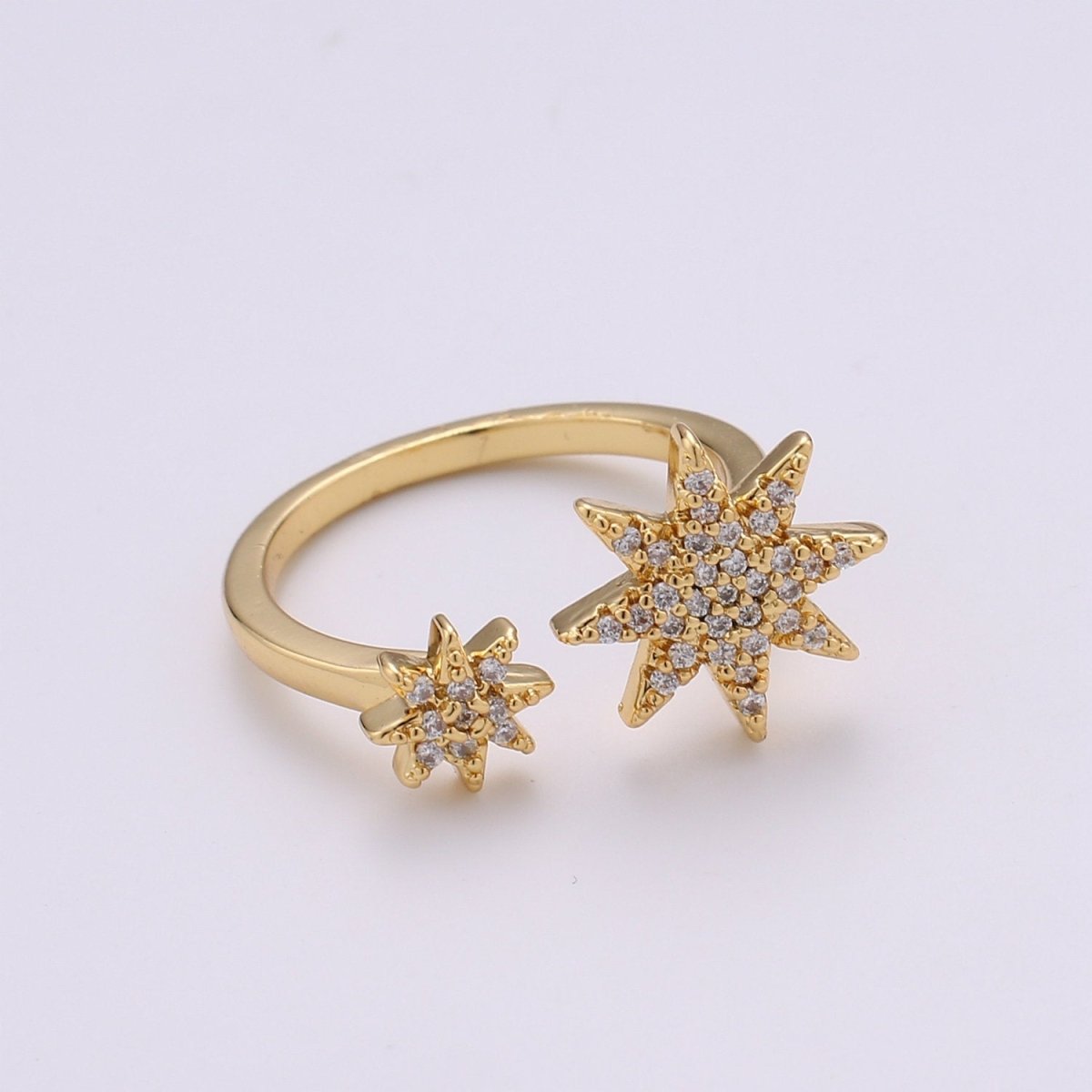 Gold North Star Ring, Dainty Star Ring, Adjustable Ring, Minimalist Star Ring, Minimalist Ring, Stackable Open Ring, Celestial Jewelry, R-100 - DLUXCA
