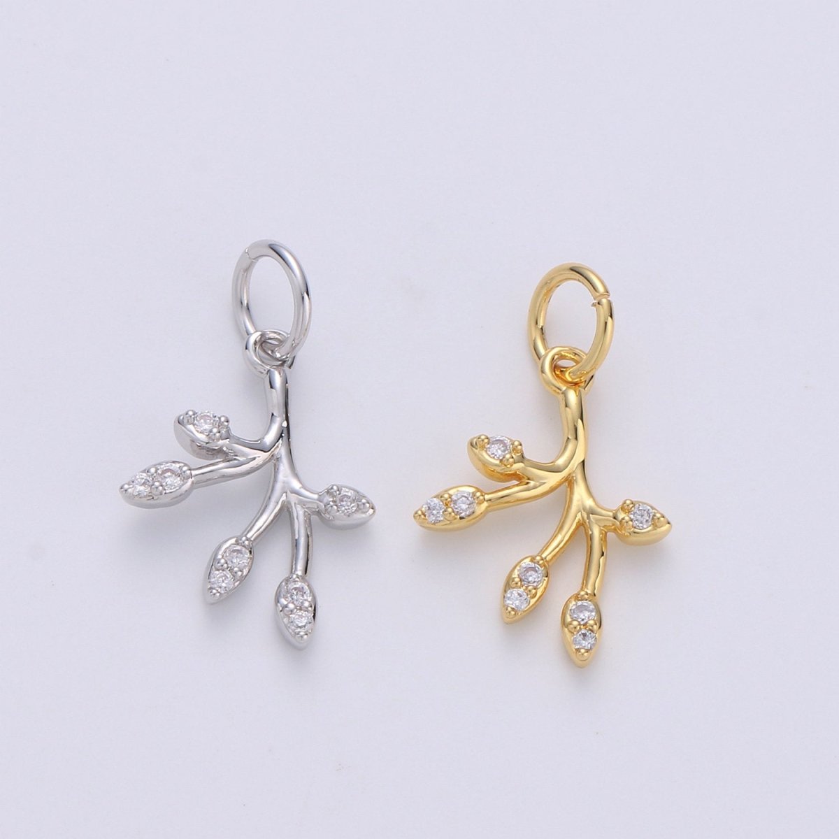 Gold Olive Leaf Charms Pendant,Tree Branch Leaf Charm Fit DIY Earring Necklace Jewelry Accessory DIY Craft Micro Pave Dainty Charm D-549 D-550 - DLUXCA