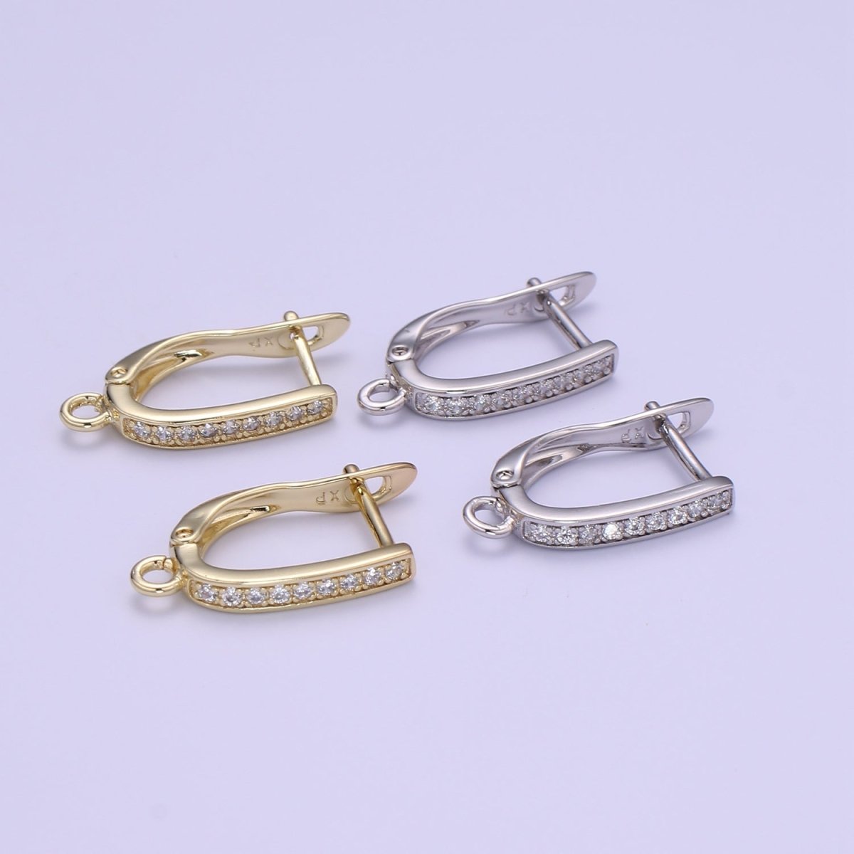 Gold one touch w/ open link Lever Hoop earring making, 17.6x10 mm, Nickel free Lead Free for Earring Charm Making Findings L-221 L-222 K-820 - DLUXCA