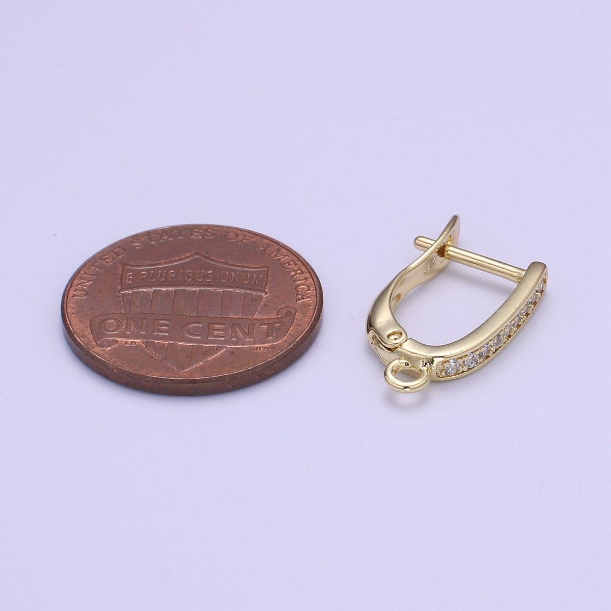 Gold one touch w/ open link Lever Hoop earring making, 17.6x10 mm, Nickel free Lead Free for Earring Charm Making Findings L-221 L-222 K-820 - DLUXCA