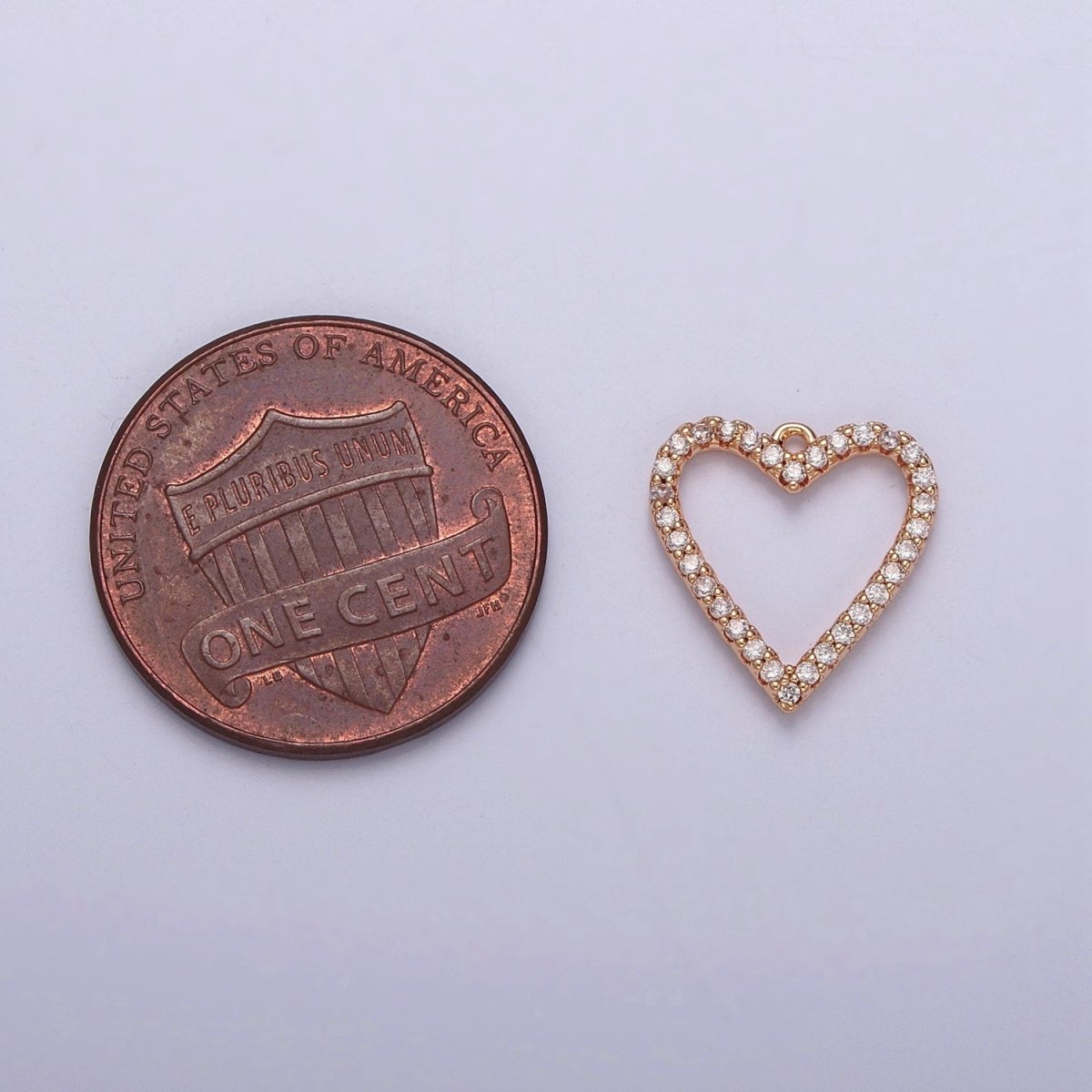 Gold Open Heart Outline Micro Paved CZ Charm For Valentine Love Jewelry Making | X-815 - DLUXCA