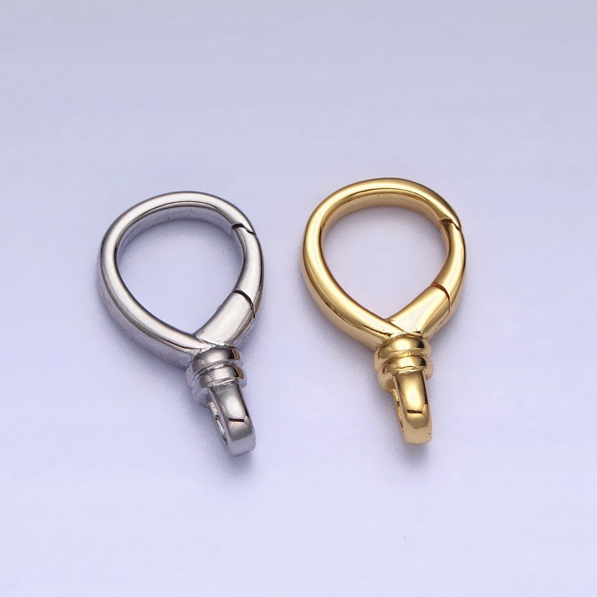 Gold or Silver Push Gate Oval Clasp, Spring gate Clasp, 11.8x19.5mm Wholesale Supply for Necklace Jewelry Making Charm Holder Z-307 Z-308 - DLUXCA