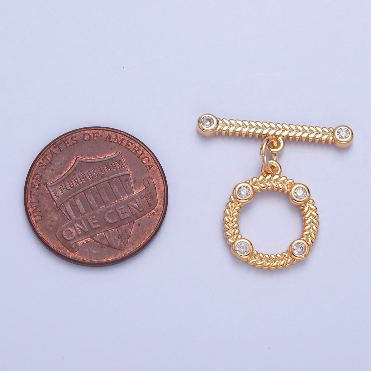 Gold OT Toggle Clasps Chevron CZ Clasps Connectors for Jewelry Handmade Making Bracelet Necklace L-762 - DLUXCA