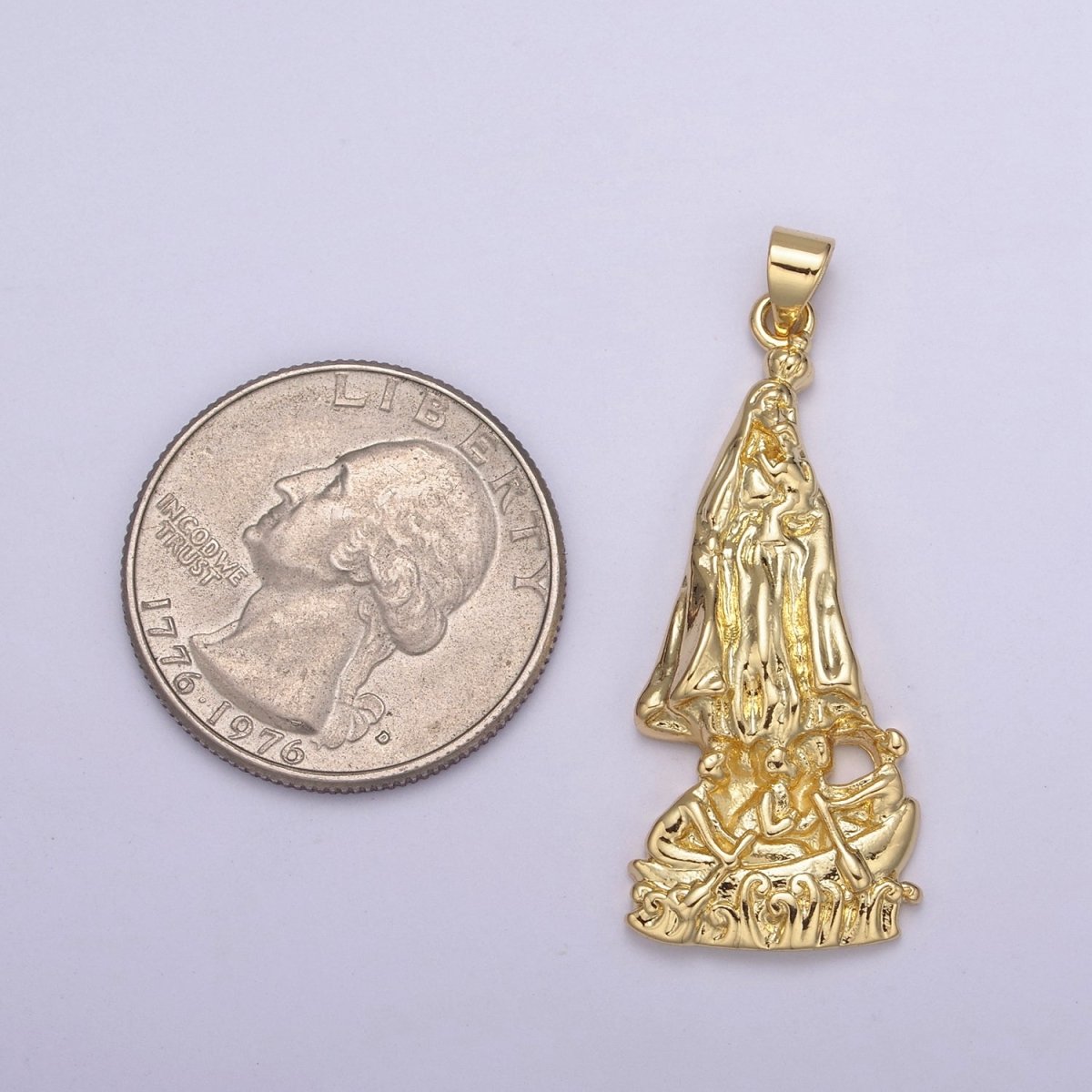 Gold Our Lady of Charity "Virgen de la Caridad del Cobre" catholic Religious Virgin Mary Pendant H-637 H-732 - DLUXCA