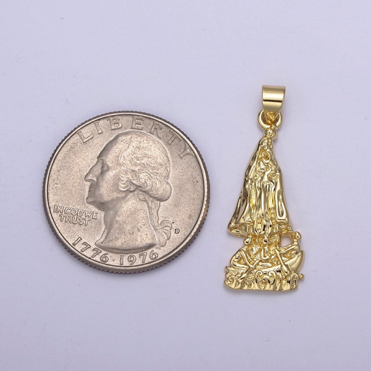 Gold Our Lady of Charity "Virgen de la Caridad del Cobre" catholic Religious Virgin Mary Pendant H-637 H-732 - DLUXCA