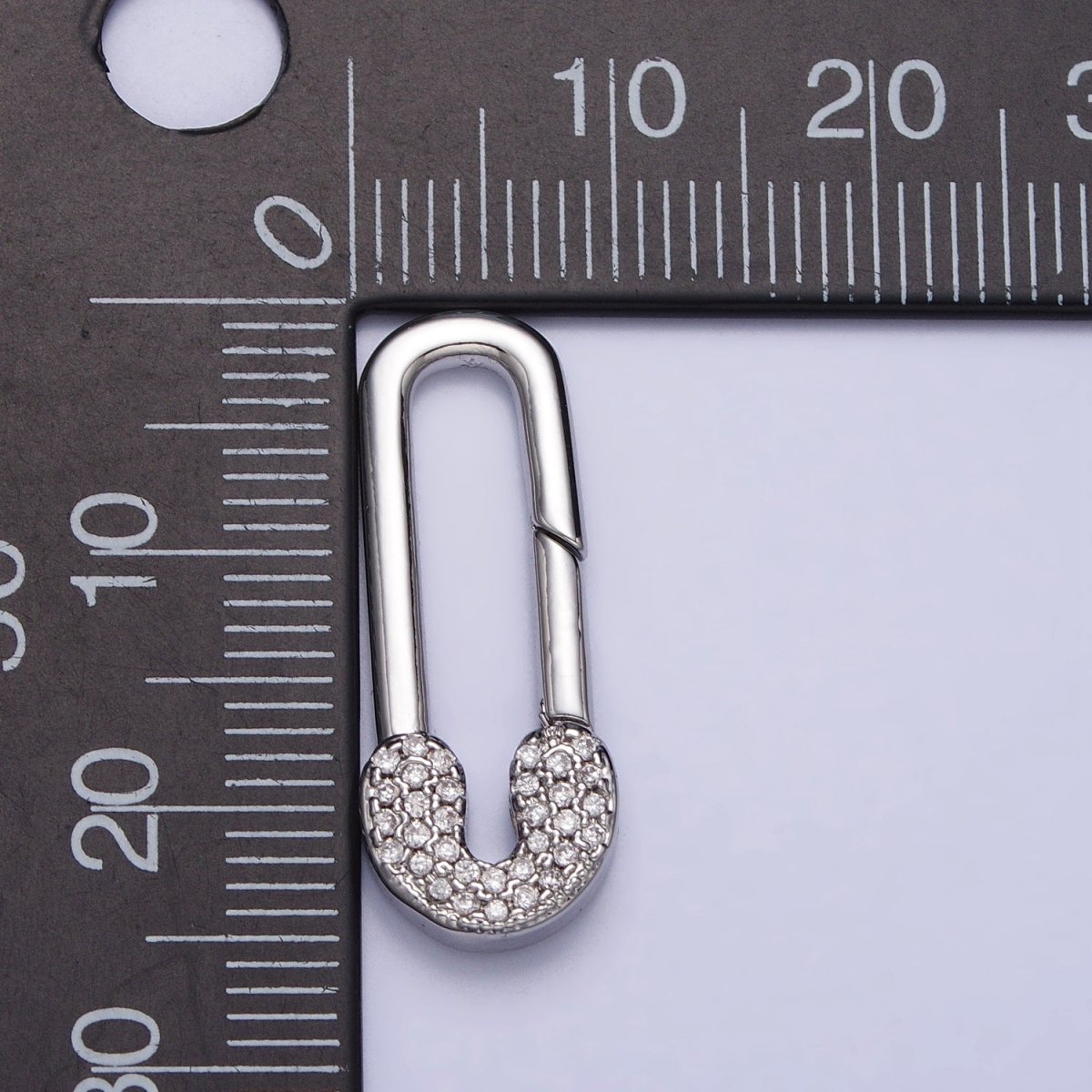 Gold Oval Clasp, Silver Hinged Clasp, Oval Push Clasp Spring Gate Clasp with Micro Pave Safety Pin Clasp Enhancer Z-031 - DLUXCA