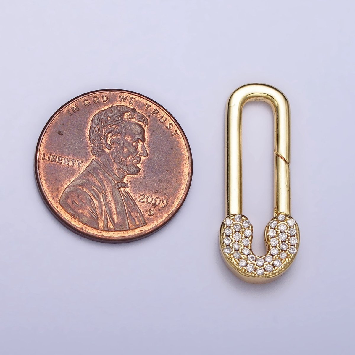 Gold Oval Clasp, Silver Hinged Clasp, Oval Push Clasp Spring Gate Clasp with Micro Pave Safety Pin Clasp Enhancer Z-031 - DLUXCA