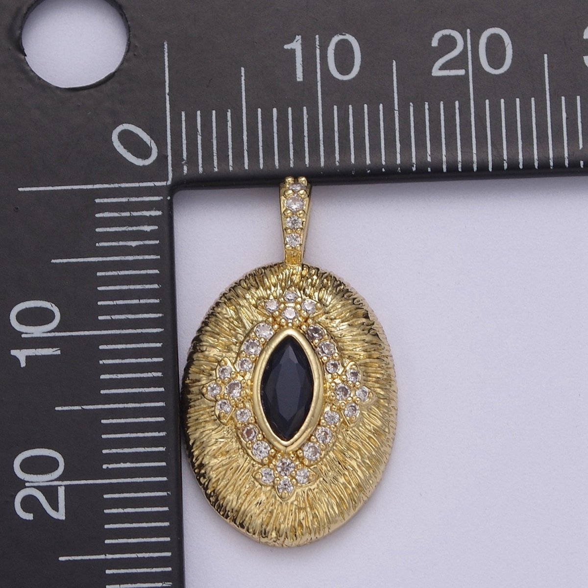 Gold Oval Eye Charm 24k Gold Filled with Blue CZ Eye Oval Medallion Pendant DIY Jewelry Making Supplies J-346 - DLUXCA