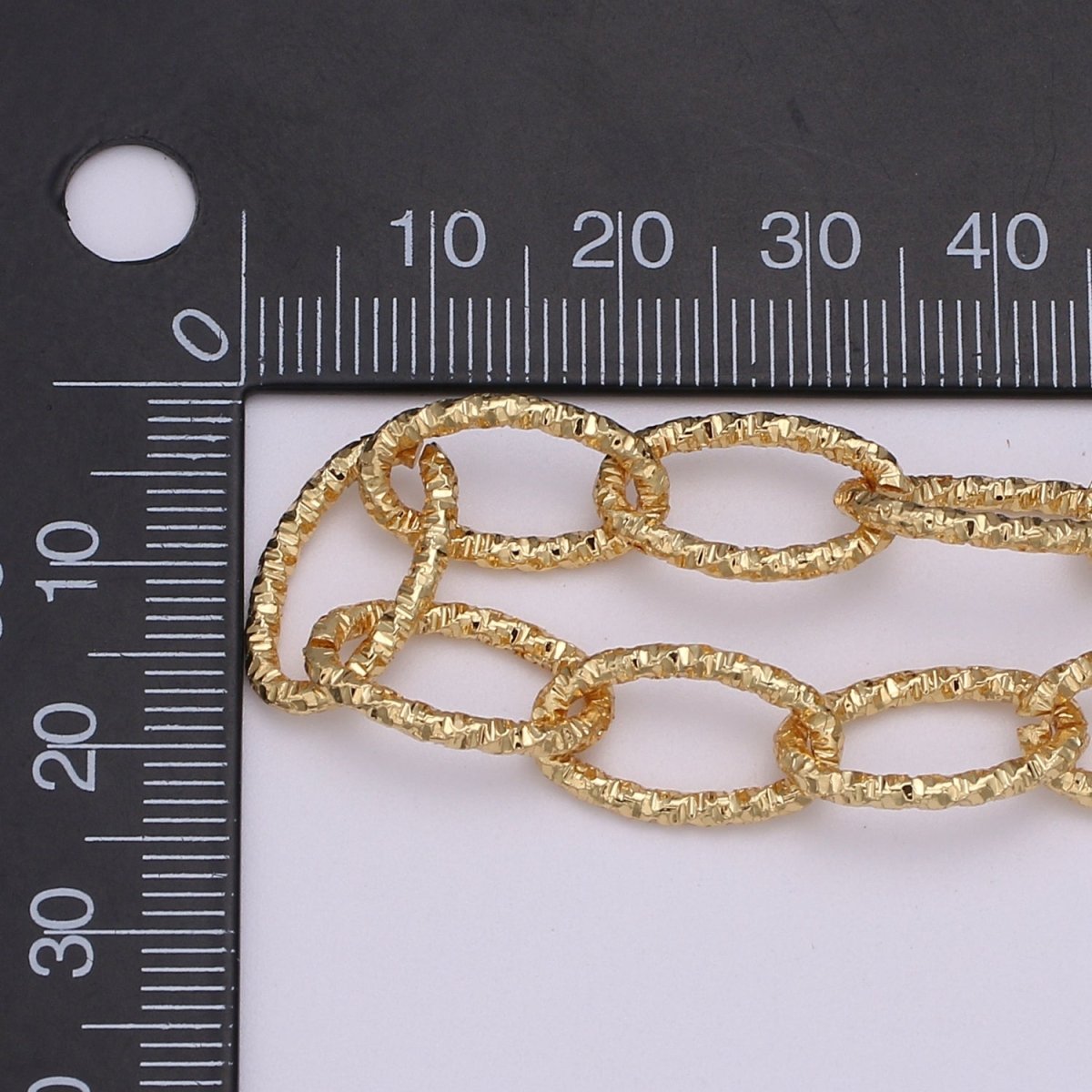 Gold Oval UNIQUE CABLE Special Design Chain by Yard, Fancy Wholesale Bulk Roll Chain For Jewelry Making, Width 9.4mm, 24K Gold Filled For Necklace Bracelet Anklet Component Supply | ROLL-492 Clearance Pricing - DLUXCA