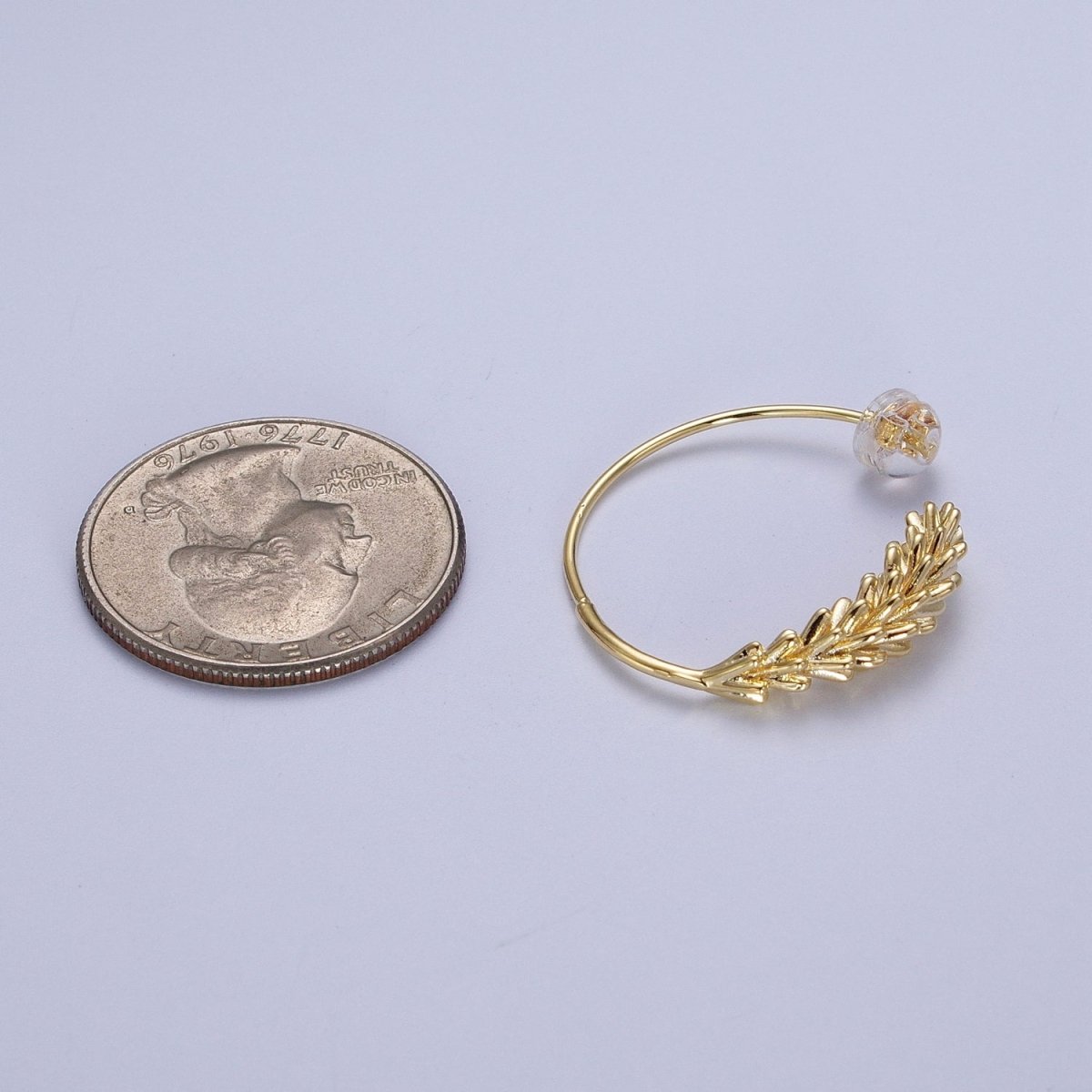 Gold Paddy Wheat Minimalist Open Hoop Stud Earrings | P-285 - DLUXCA