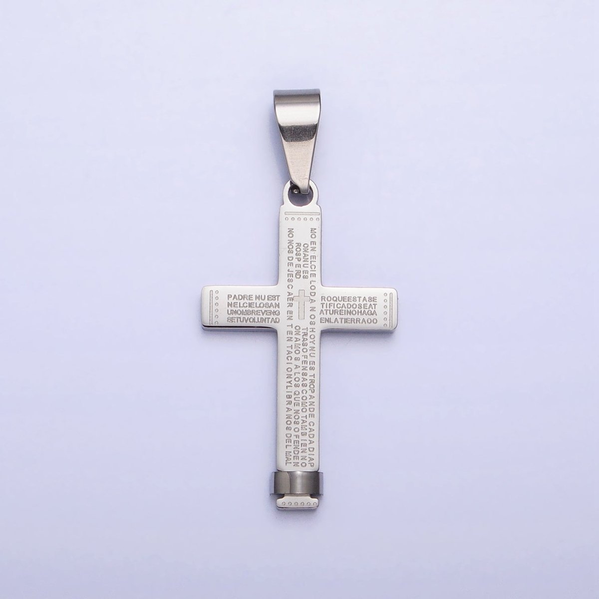 Gold Padre Nuestro Cross Pendant, Lord's Prayer in Spanish Cross Stainless Steel Cross Pendant P-1113 - DLUXCA