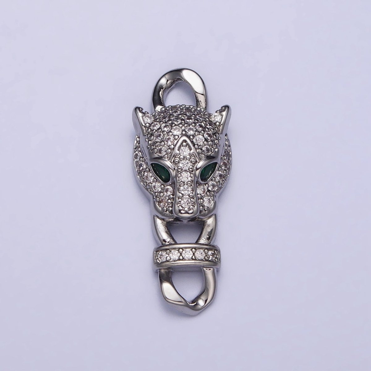 Gold Panther Head CZ Micro Pave Clasp, Silver Leopard Bracelet Clasp, Cubic Zirconia AA1011 AA1012 - DLUXCA