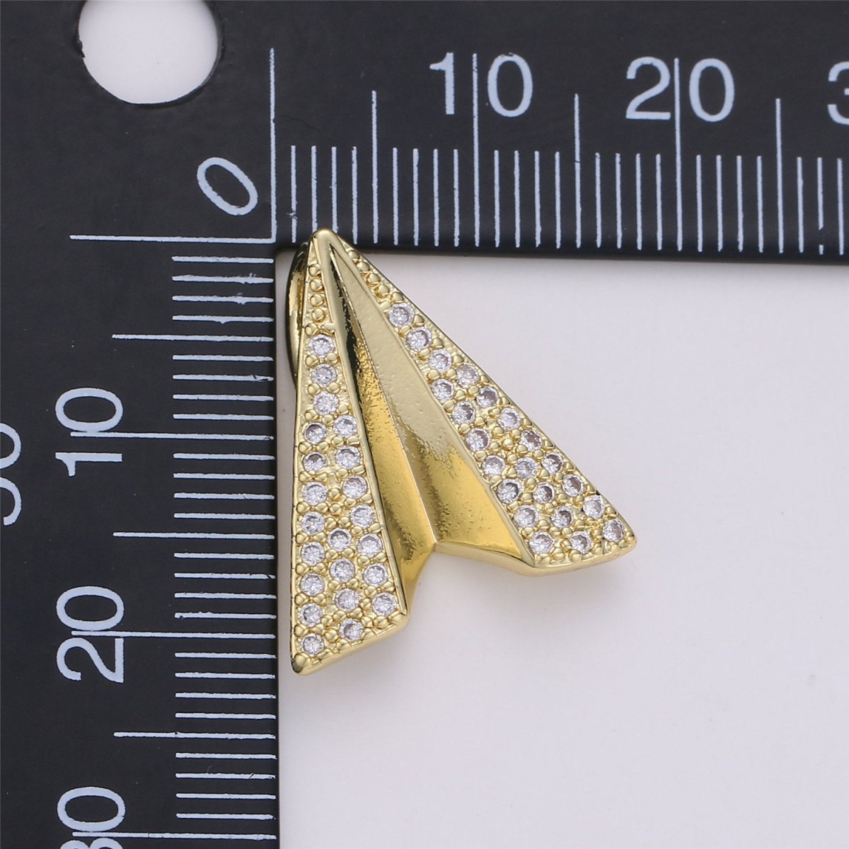 Gold Paper Airplane Charm, Paper Plane Pendant, Micro Pave Airplane Charm, Origami Paper Plane Charm, Explore Pilot Gift I-576 - DLUXCA