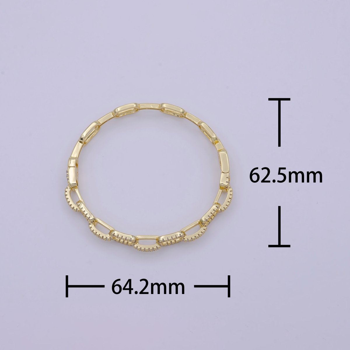 Gold PaperClip Link Chain Bracelet With Cz Stone for Stackable Bangle Jewelry | WA-688 Clearance Pricing - DLUXCA