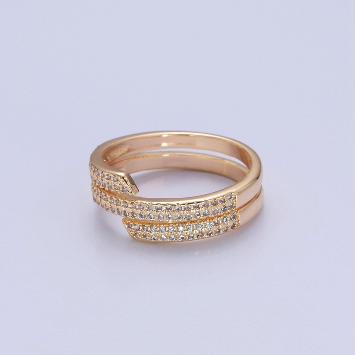 Gold Pave Ring Stackable Jewelry O-741 - DLUXCA