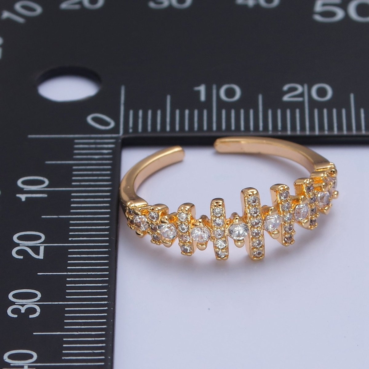 Gold Pave Section ring Simple geometric fence ring Adjustable ring O-2239 - DLUXCA