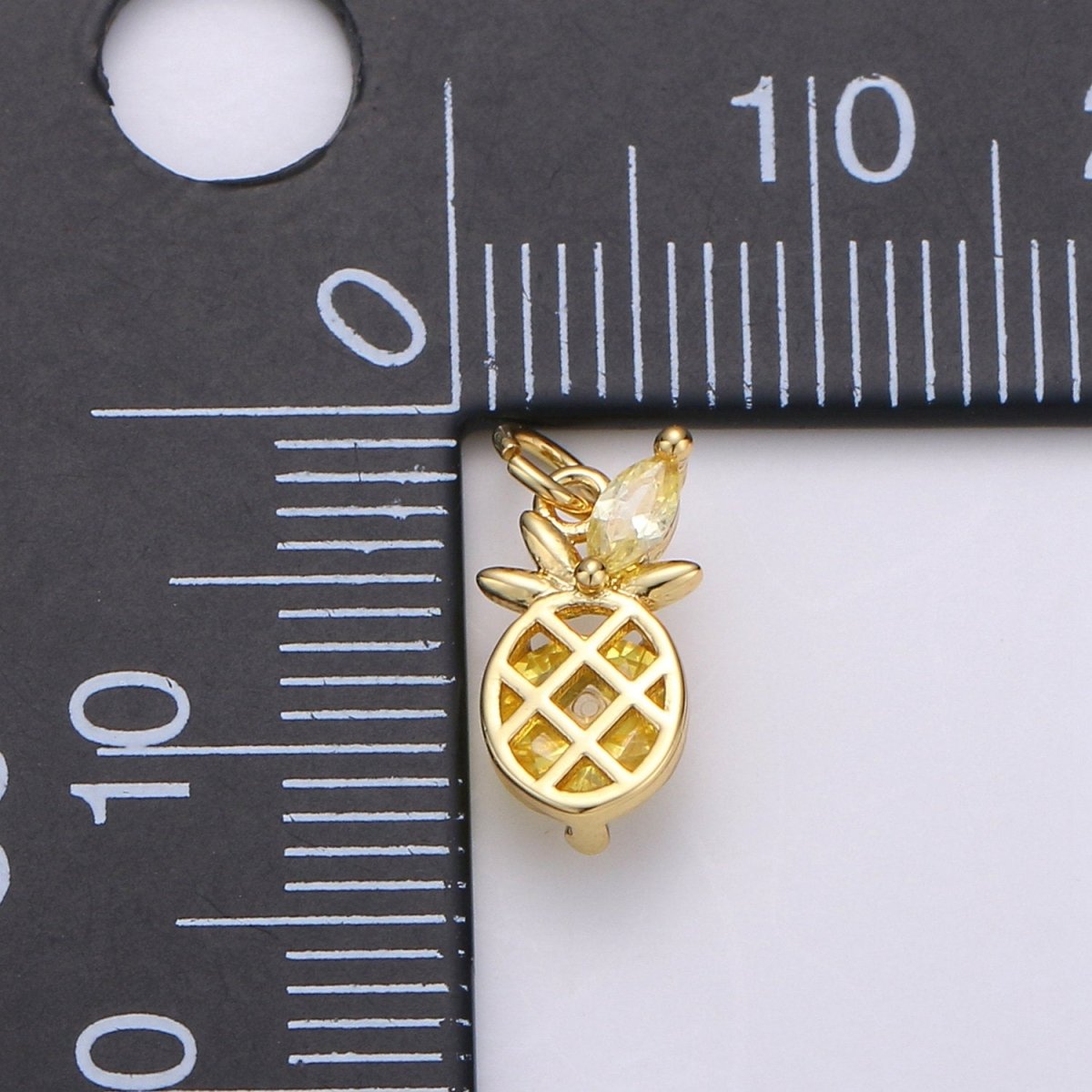 Gold Pineapple Charm, Micro Pave Charms for Jewelry, Cubic Zirconia Necklace Bracelet Charms, Fruit Charms, Dole Pendant in 14k Gold Filled D-690 - DLUXCA