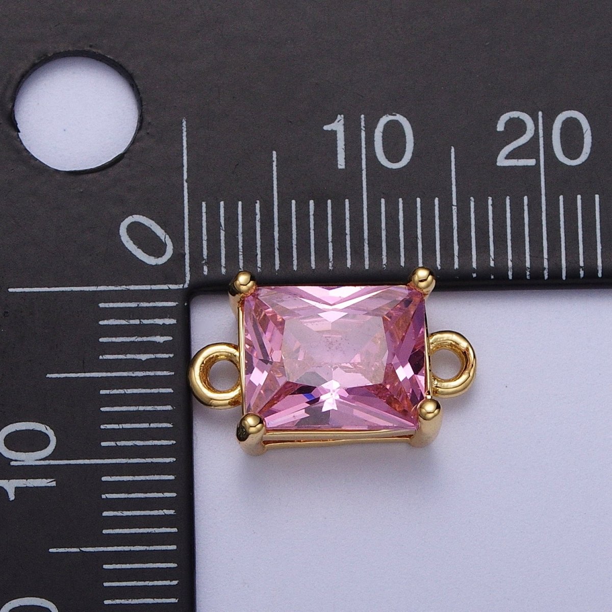 Gold Pink/Clear Link CZ Baguette Cubic Zirconia Connector For Necklace Bracelet Jewelry Making G-575 G-576 - DLUXCA