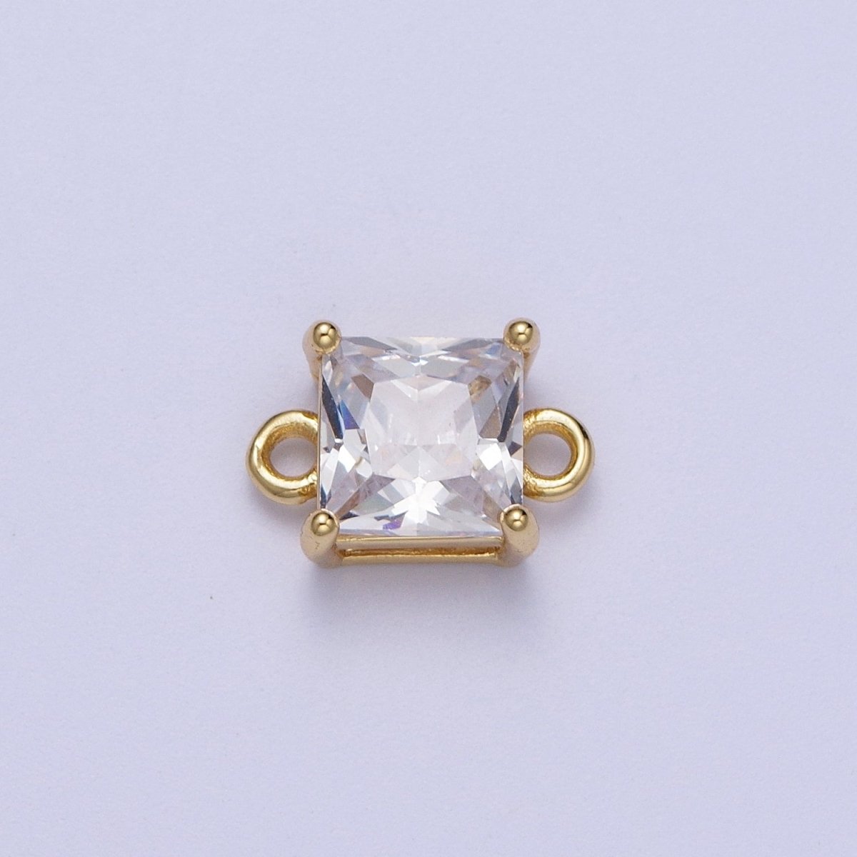 Gold Pink/Clear Link CZ Baguette Square Cubic Zirconia Connector Jewelry Making G-583 G-584 - DLUXCA