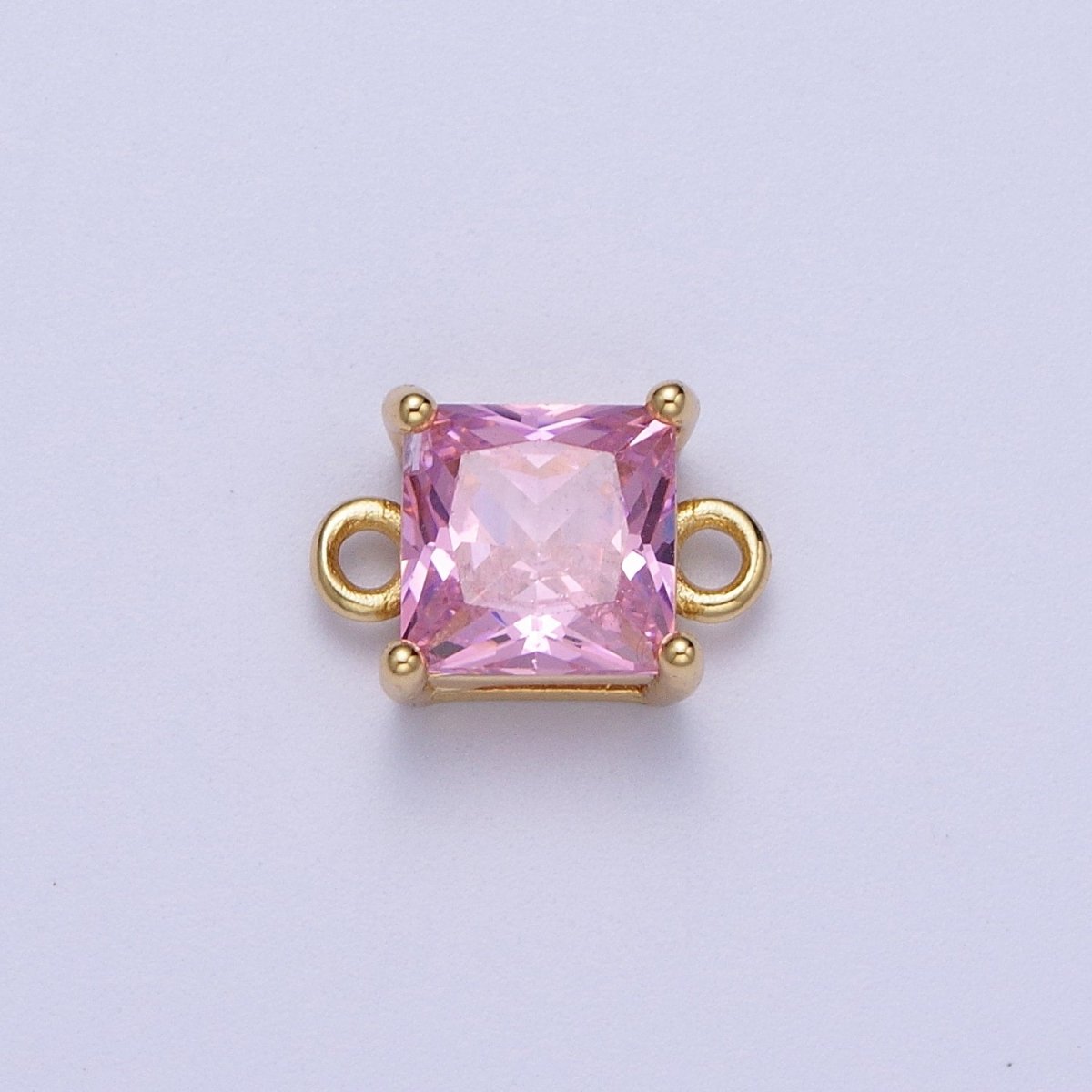 Gold Pink/Clear Link CZ Baguette Square Cubic Zirconia Connector Jewelry Making G-583 G-584 - DLUXCA