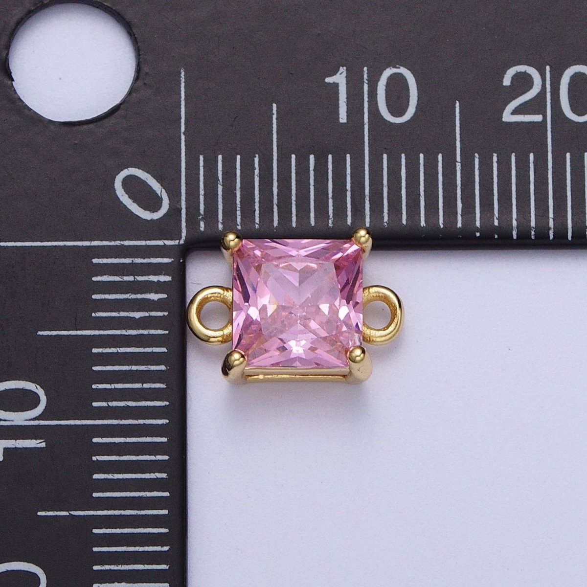 Gold Pink/Clear Link CZ Baguette Square Cubic Zirconia Connector Jewelry Making G-583 G-584 - DLUXCA