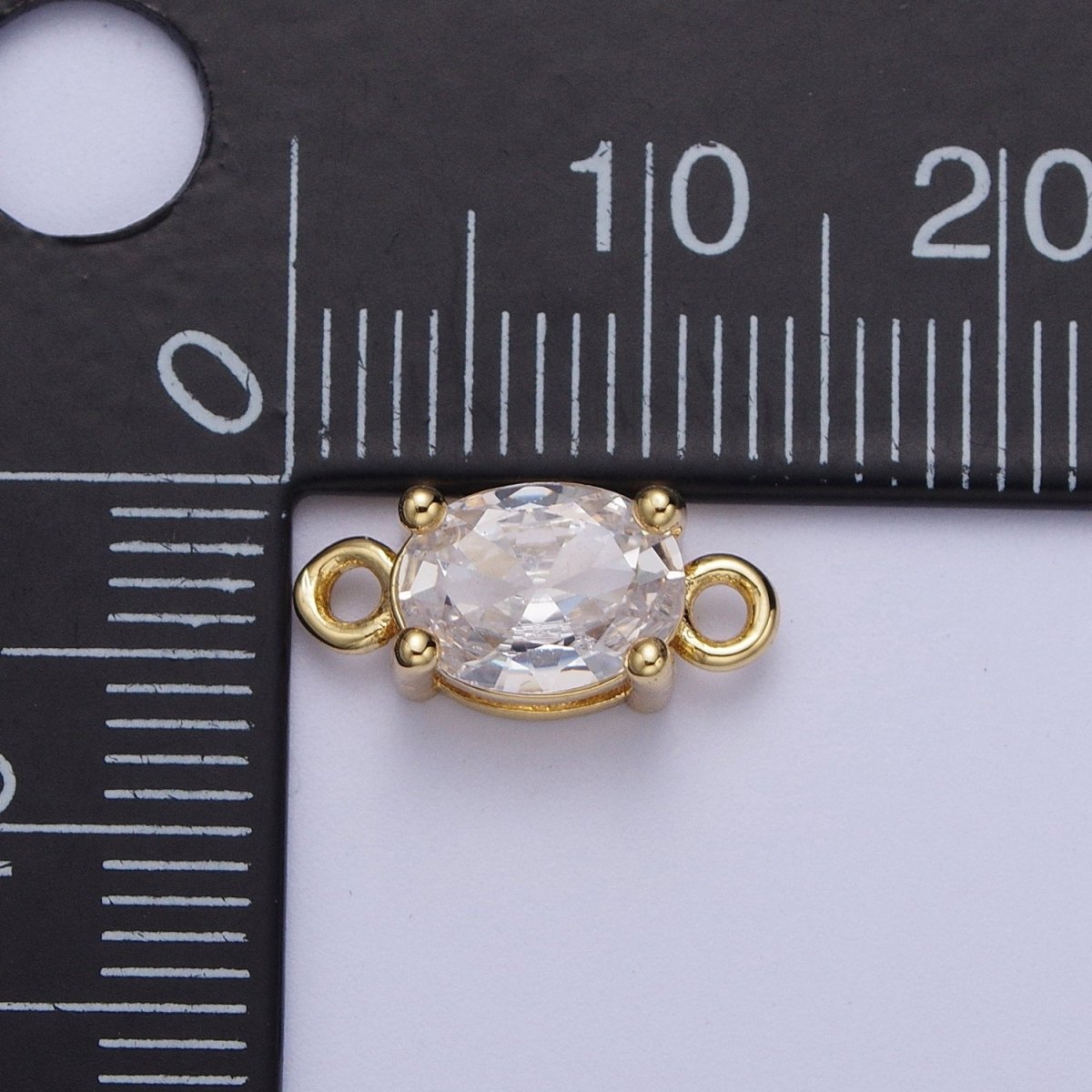 Gold Pink/Clear Link CZ Oval Cubic Zirconia Connector For Necklace Bracelet Jewelry Making G-571 G-572 - DLUXCA